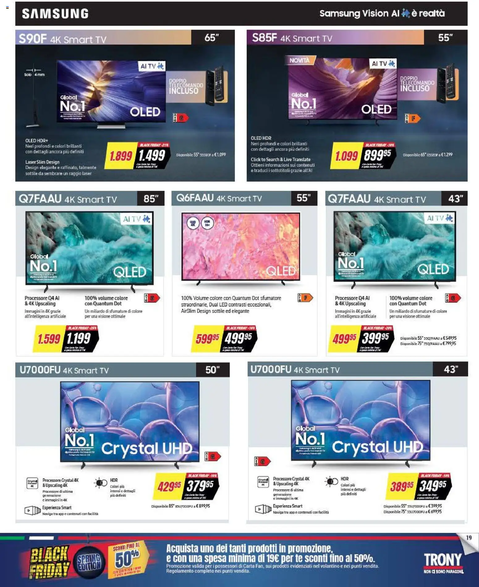 Volantino Trony volantino Calabria del 19.03.2026 | Pagina: 19 | Prodotti: Tè, smart TV, TV, Samsung