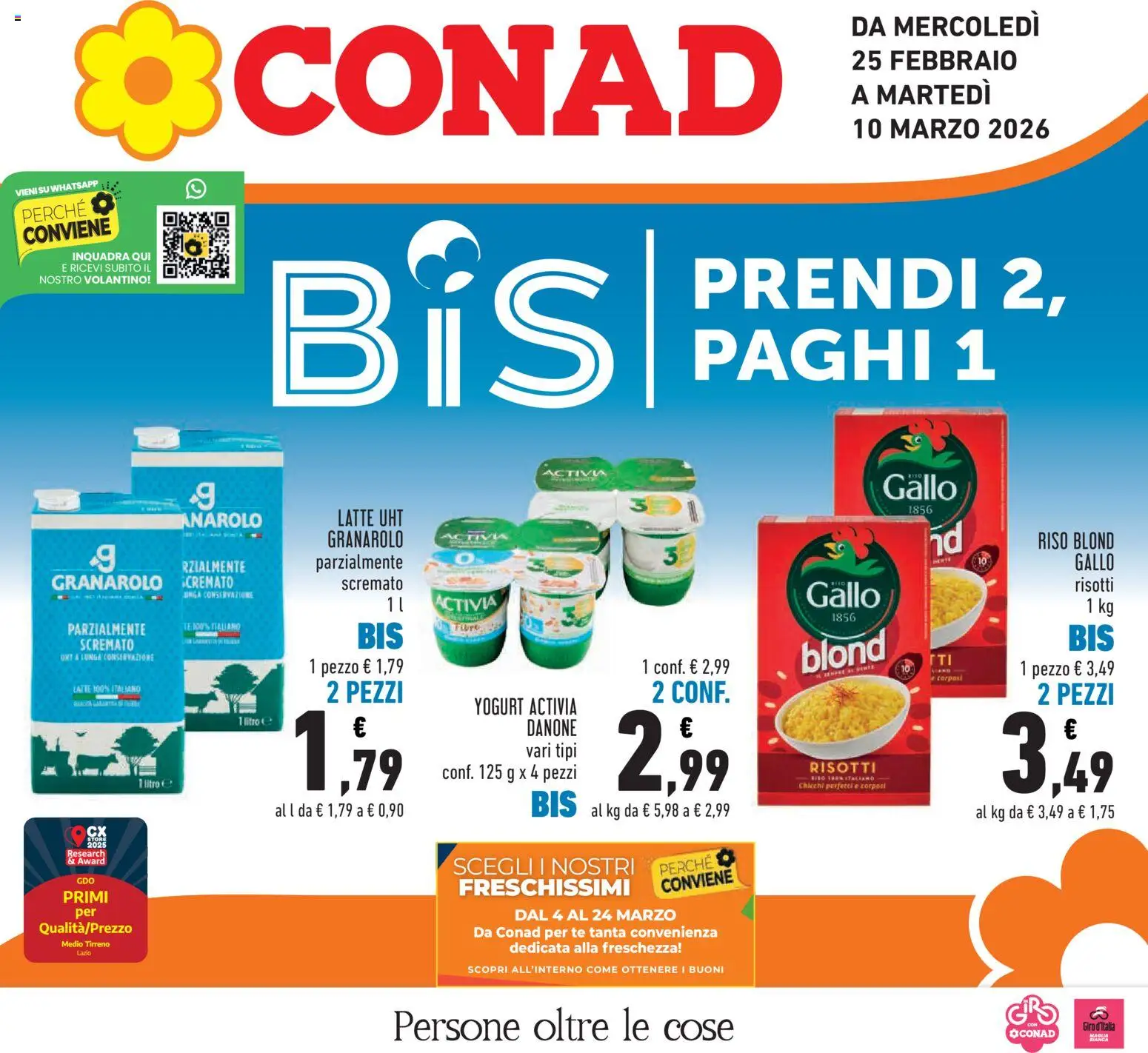 Volantino Conad del 25.02.2026 | Pagina: 1 | Prodotti: Yogurt, Riso, Tè, Latte
