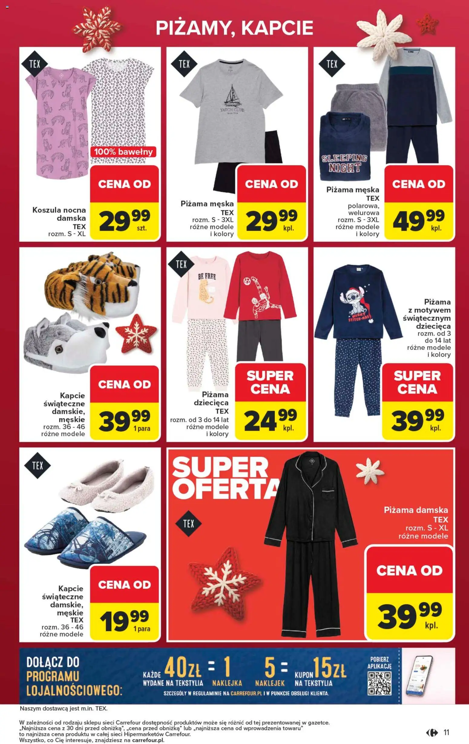 Carrefour Gazetka - Łap super okazje od 01.12.2025 | Strona: 11 | Produkty: Koszula, Piżama, Kapcie, Tekstylia