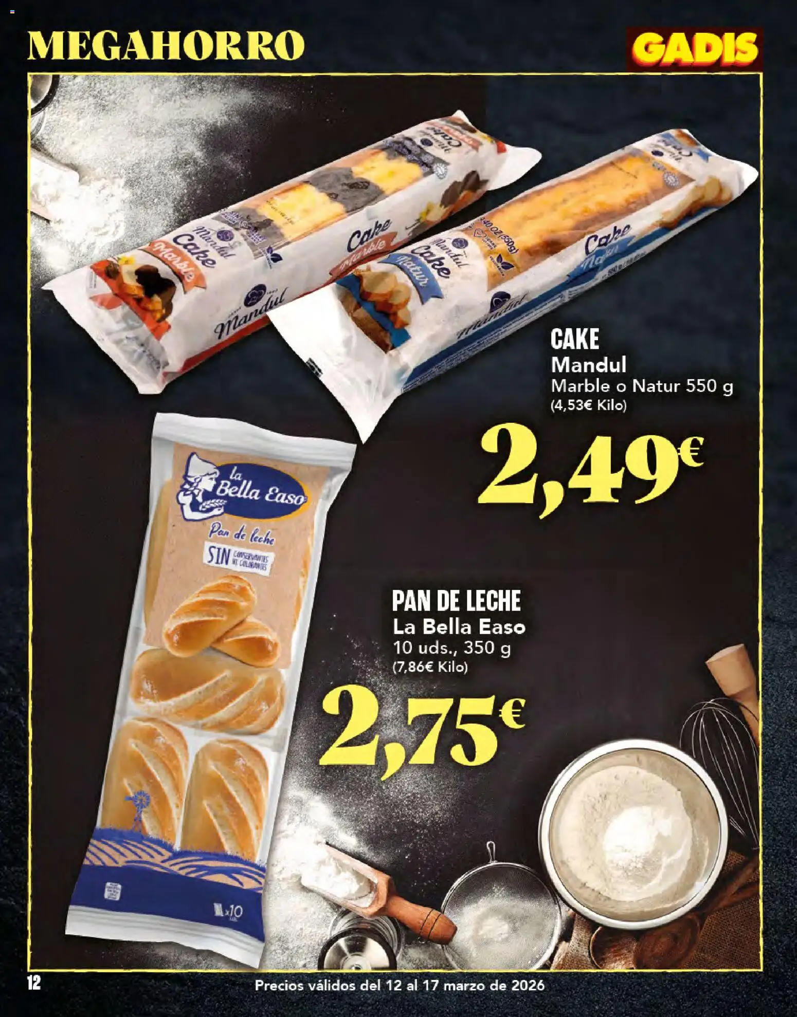 Gadis folleto │ válido desde el 12.03.2026 | Página: 12 | Productos: Leche, Pan, Pan de leche