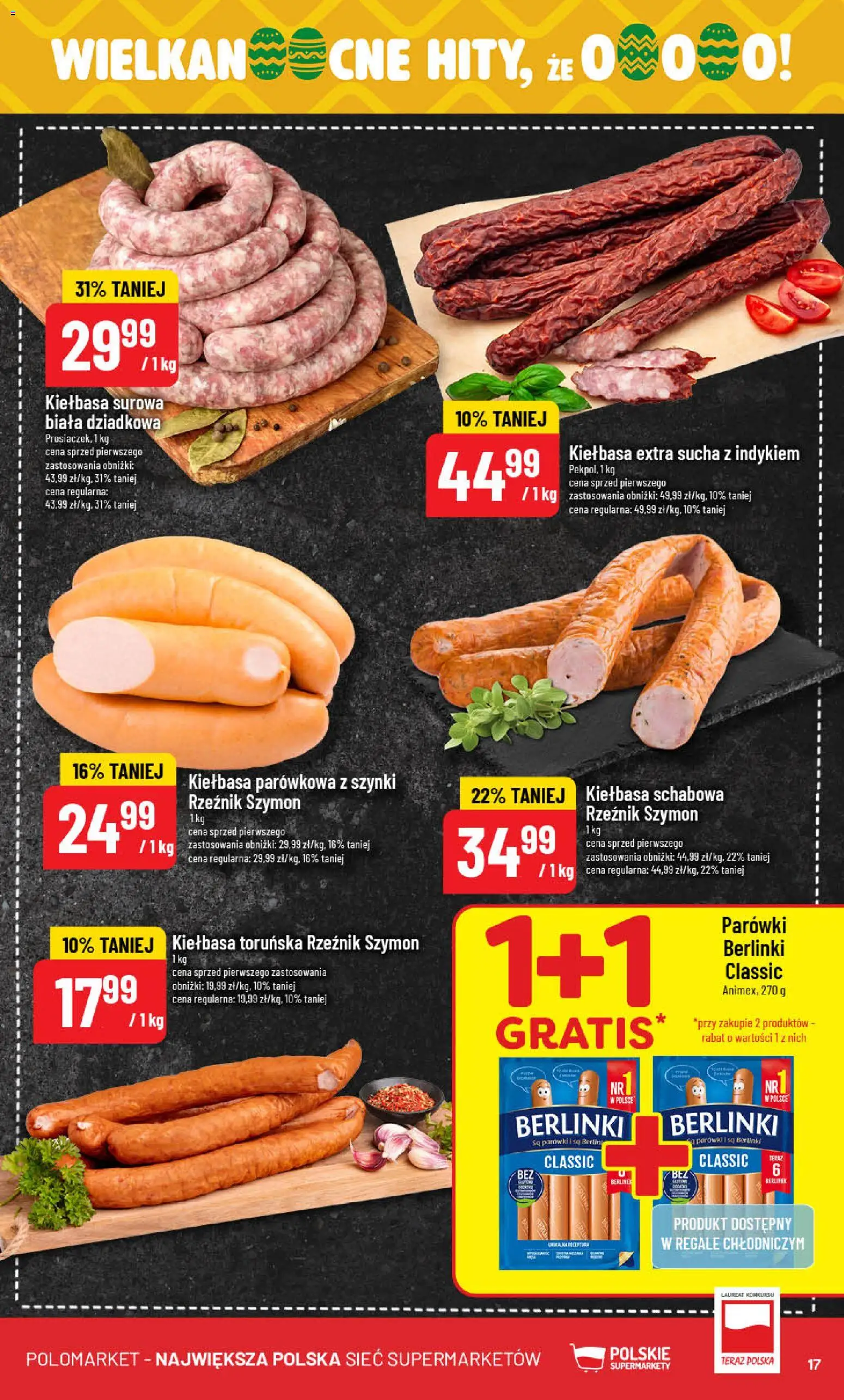 POLOmarket gazetka od 04.03.2026 | Strona: 17 | Produkty: Kiełbasa, Parówki berlinki, Parówki