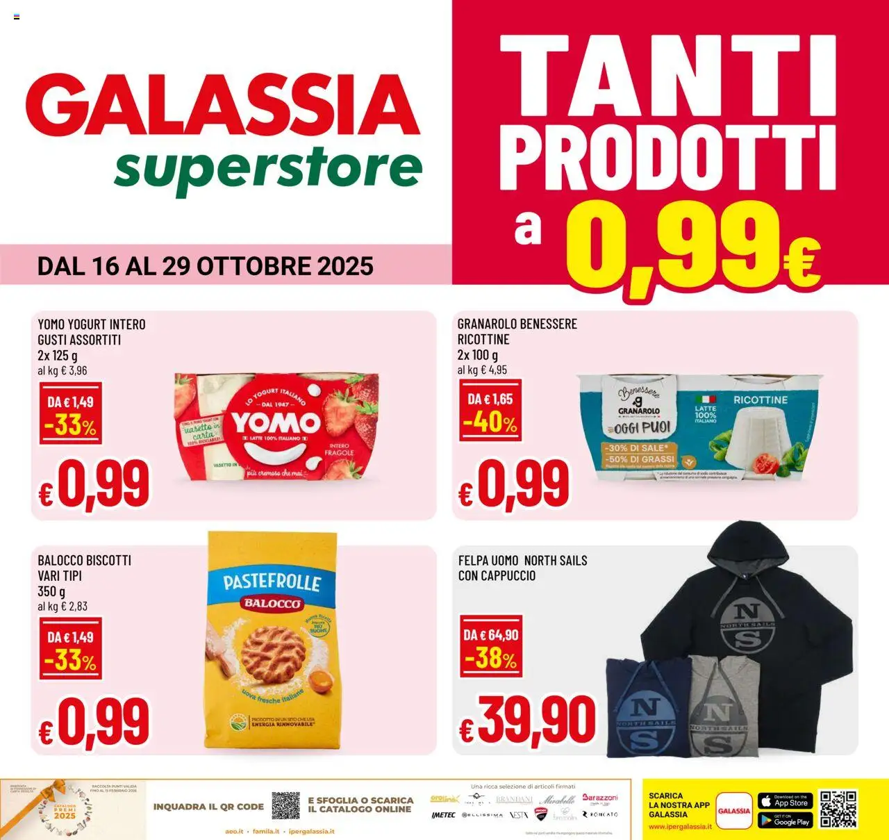 Volantino Galassia del 16.10.2025 | Pagina: 1 | Prodotti: Yogurt, Felpa, Latte, Cappuccio