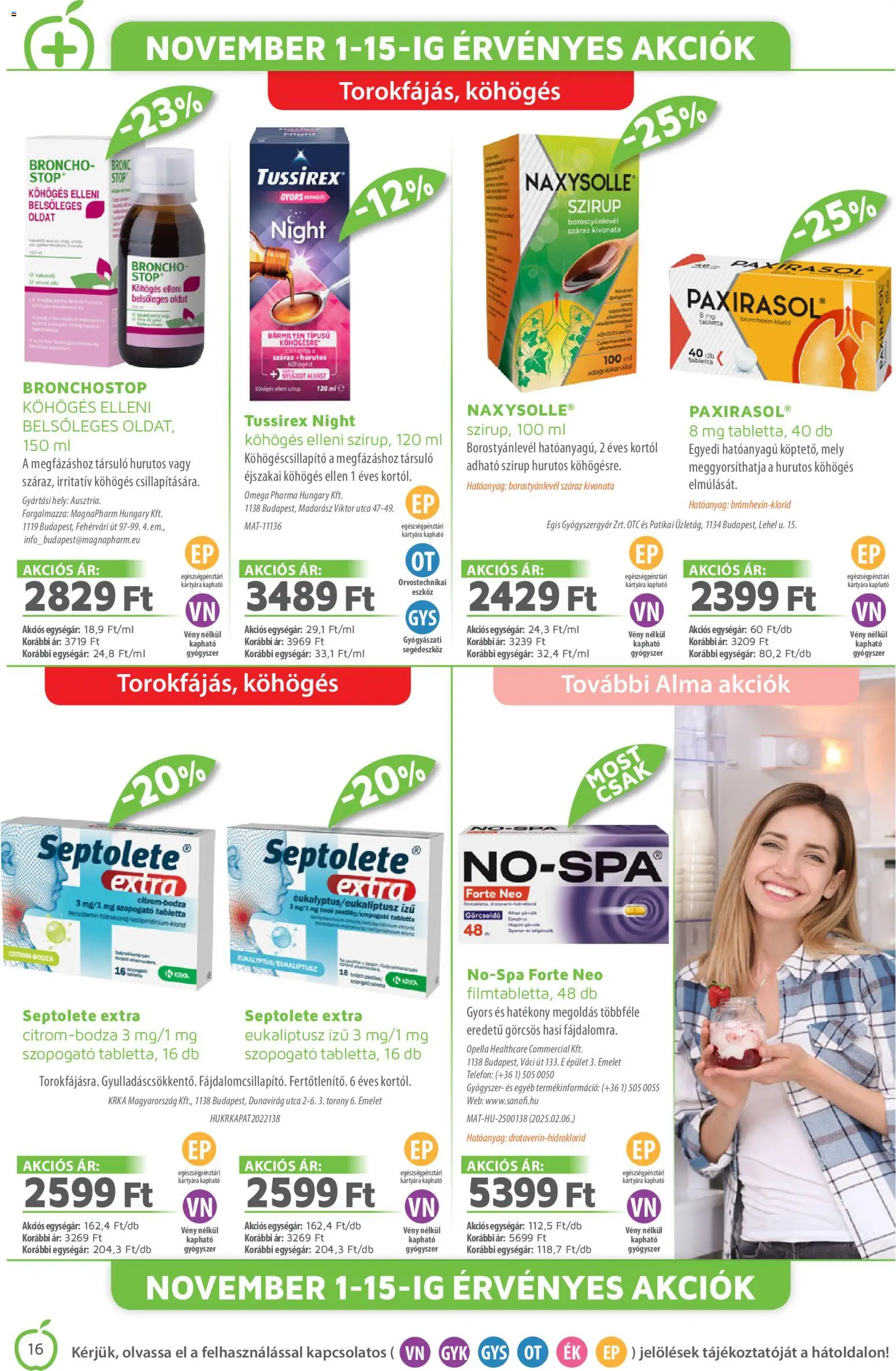 Alma Gyógyszertárak akciós ujság - amely érvényes a következő dátumtól: 01.11.2025 | Oldal: 16 | Termékek: Alma, Citrom