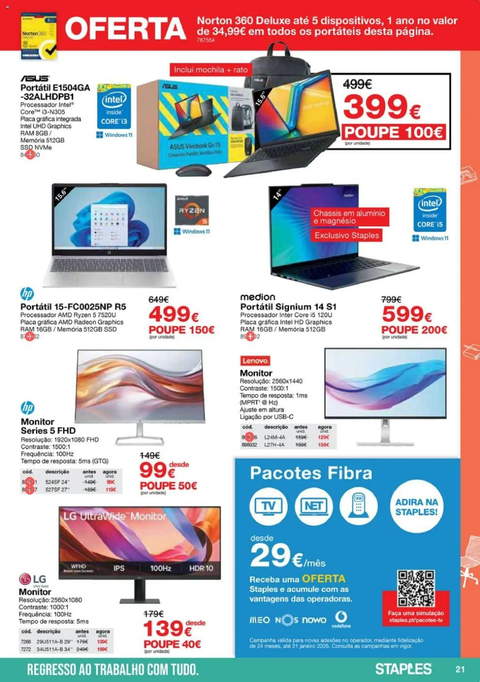 Staples - Folheto Regresso ao Escritório 2026 │ válido de 05.01.2026 | Página: 21 | Produtos: Mochila, Monitor, Faca