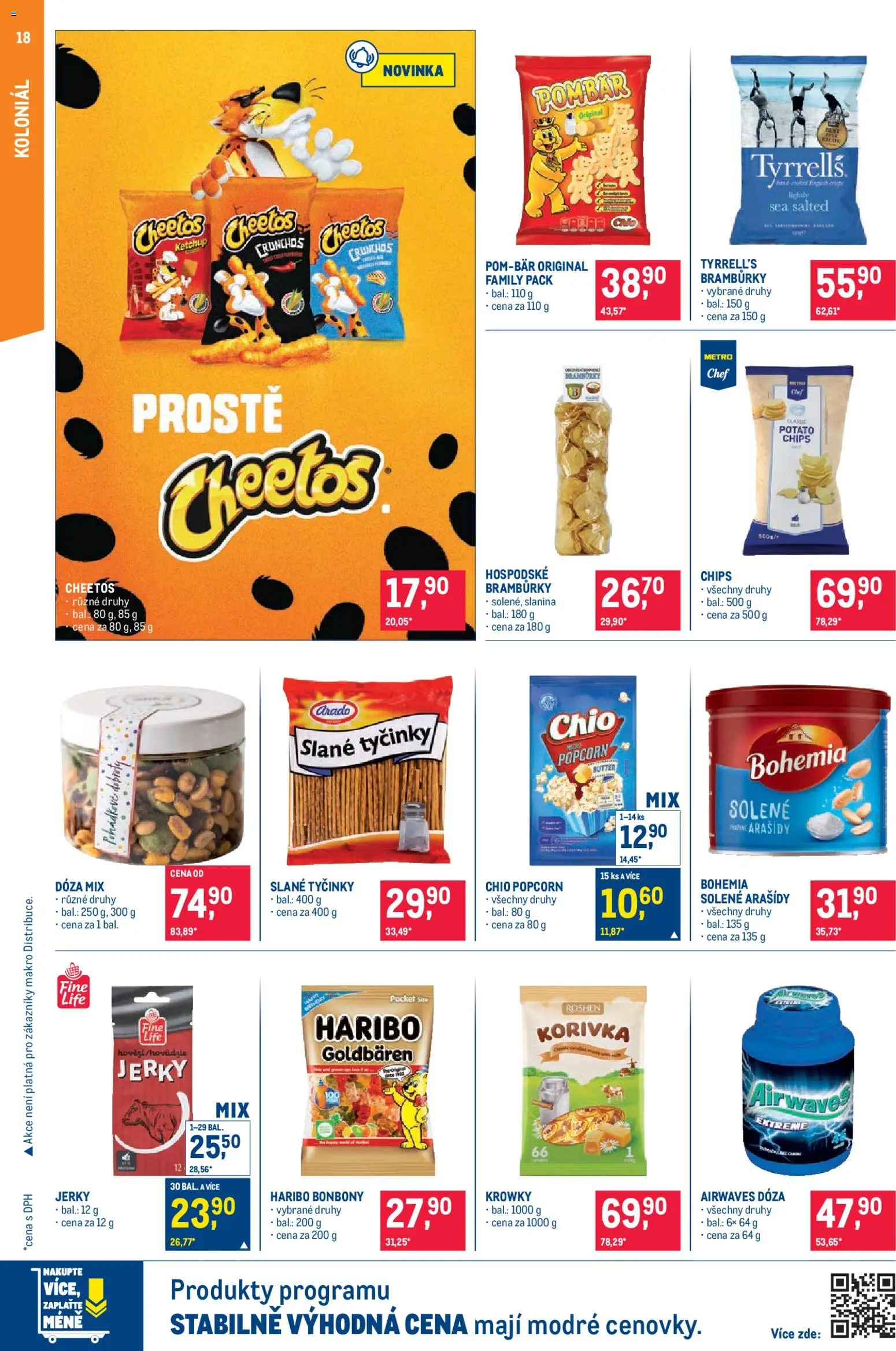 Makro leták - Pro milovníky jídla od 11.03.2026 | Strana: 18 | Produkty: Dóza, Tyčinky, Popcorn, Slanina