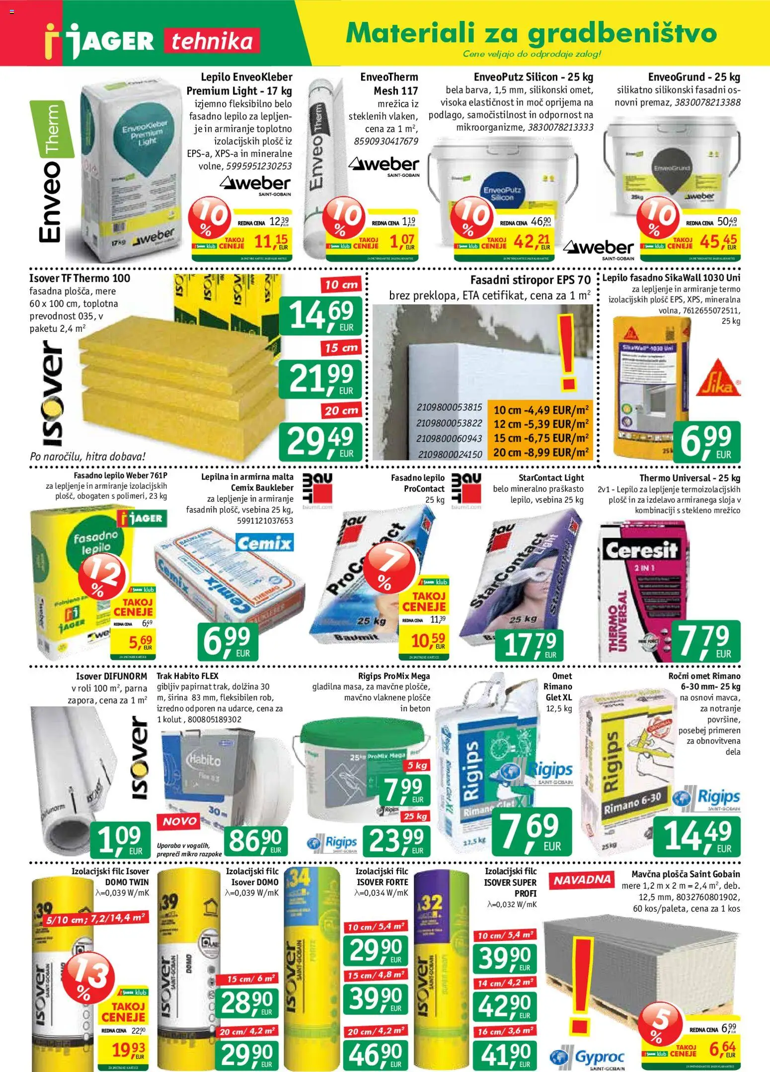 Novi Jager katalog ponudbe – veljaven od 25.02.2026 | Stran: 1 | Izdelki: Kos, Mrežica, Lepilo, Beton