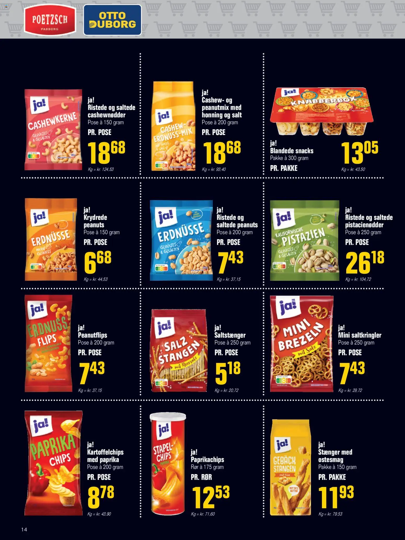 Poetzsch Padborg tilbudsavis – gyldig fra 30.10.2025 | Side: 14 | Produkter: Chips, Cashewnødder, Saltstænger, Honning