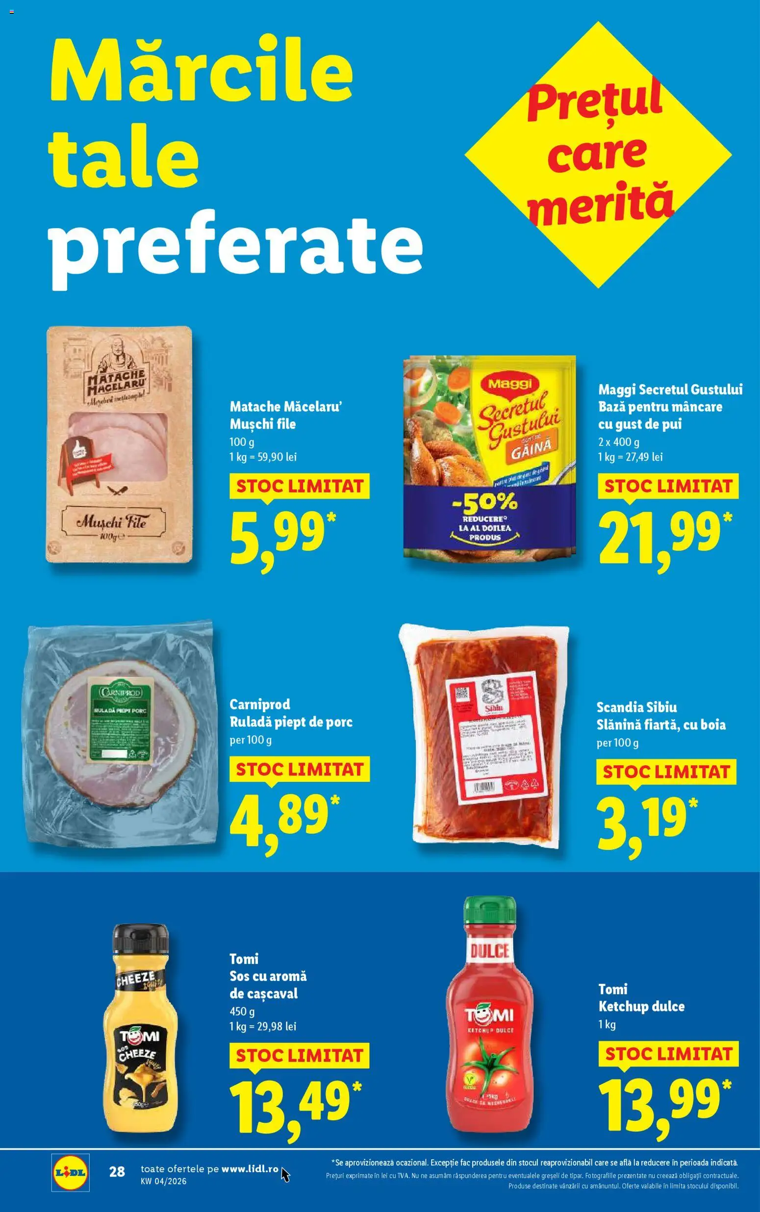 Noul catalog Lidl – valabil de la 19.01.2026 | Pagină: 28 | Produse: Hacıyatmaz Kedi Oyuncağı, Cașcaval, Ketchup, Sos