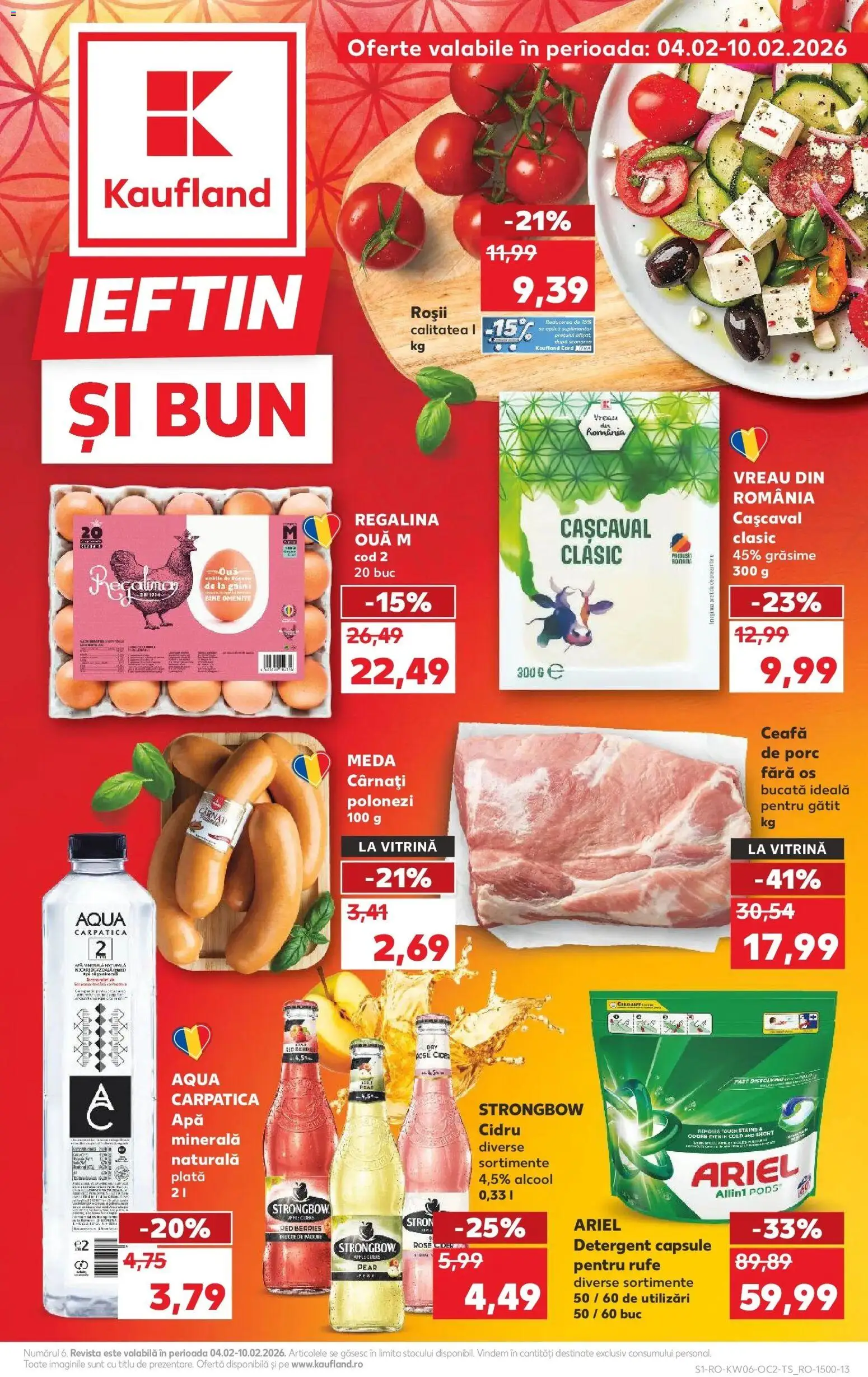 Noul catalog Kaufland – valabil de la 04.02.2026 | Pagină: 1 | Produse: Yazı tahtası kalemi, Cașcaval, Detergent, Cârnați