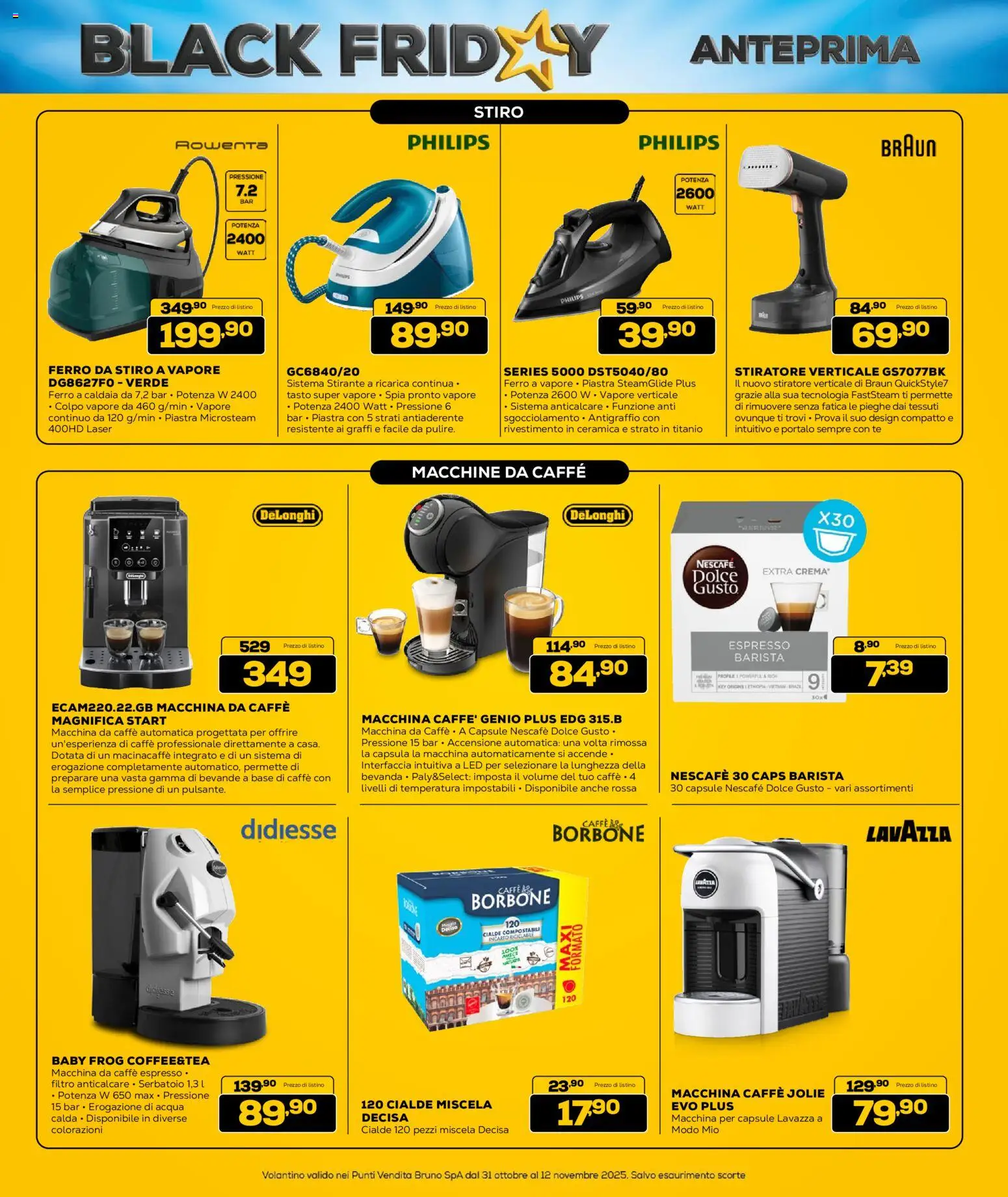 Volantino Euronics del 31.10.2025 | Pagina: 29 | Prodotti: Stiratore verticale, Caldaia, Acqua, Lavazza