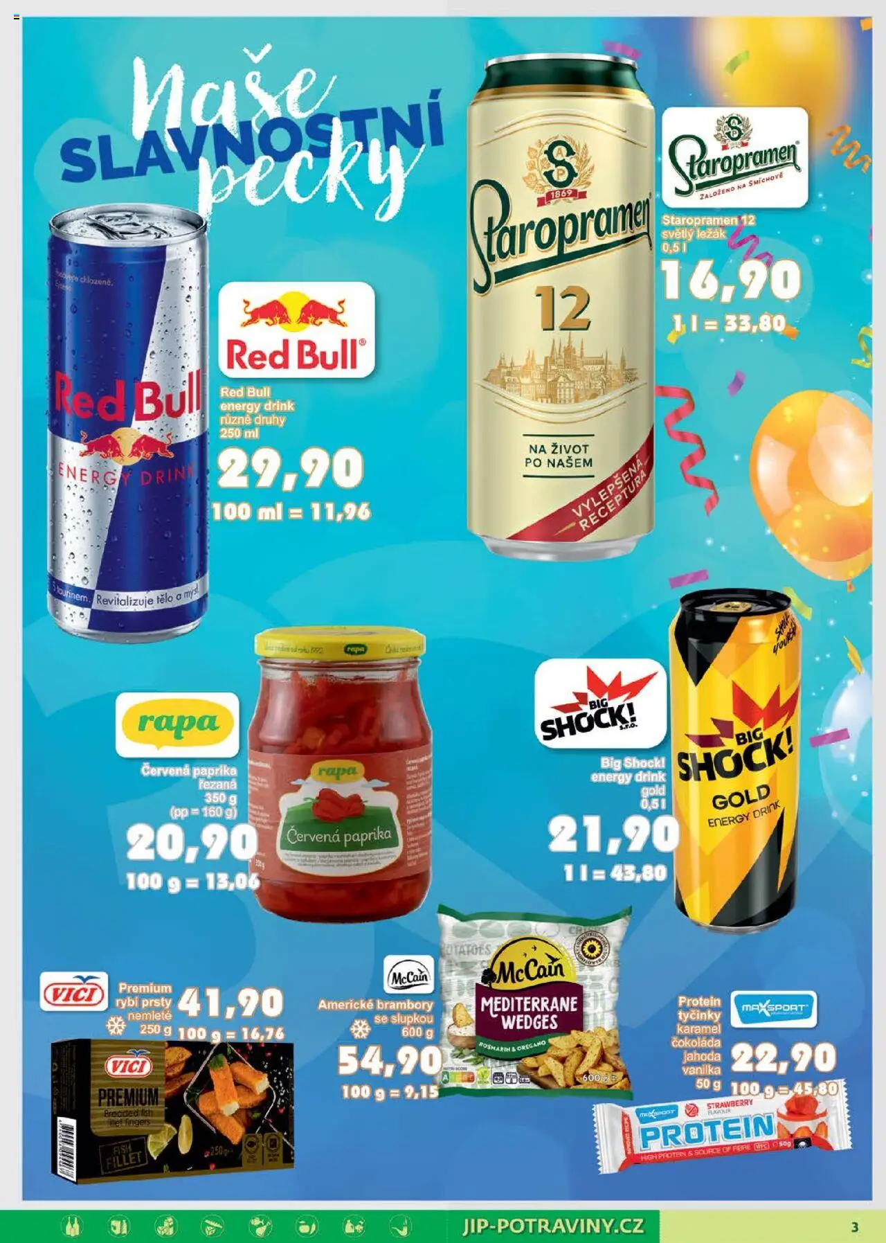 Jip leták od 30.07.2025 | Strana: 3 | Produkty: Staropramen, Čokoláda, Tyčinky, Big Shock