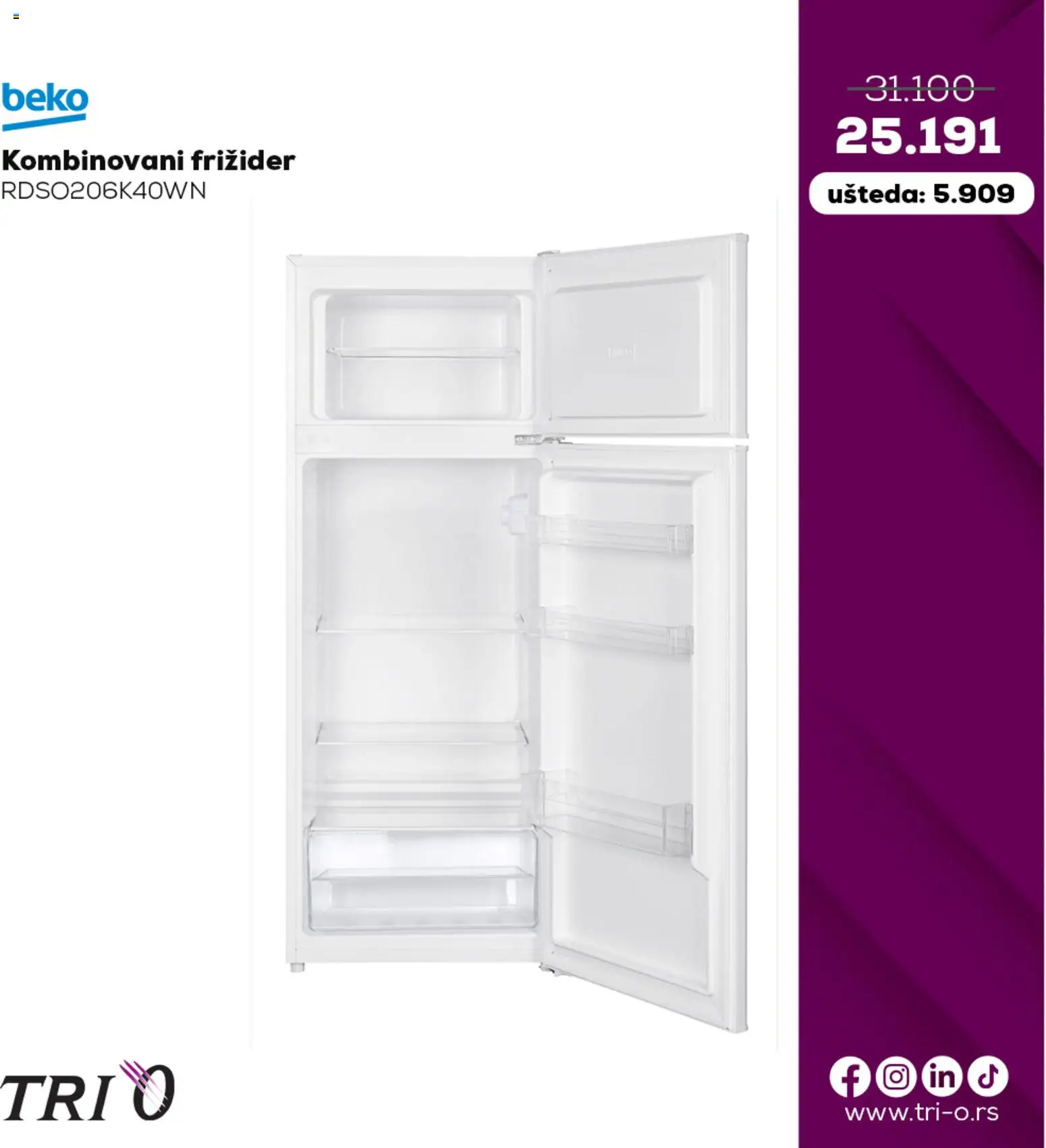 Tri O katalog - važi od 21.10.2025 | Strana: 7 | Proizvode: Kombinovani frižider, Frižider