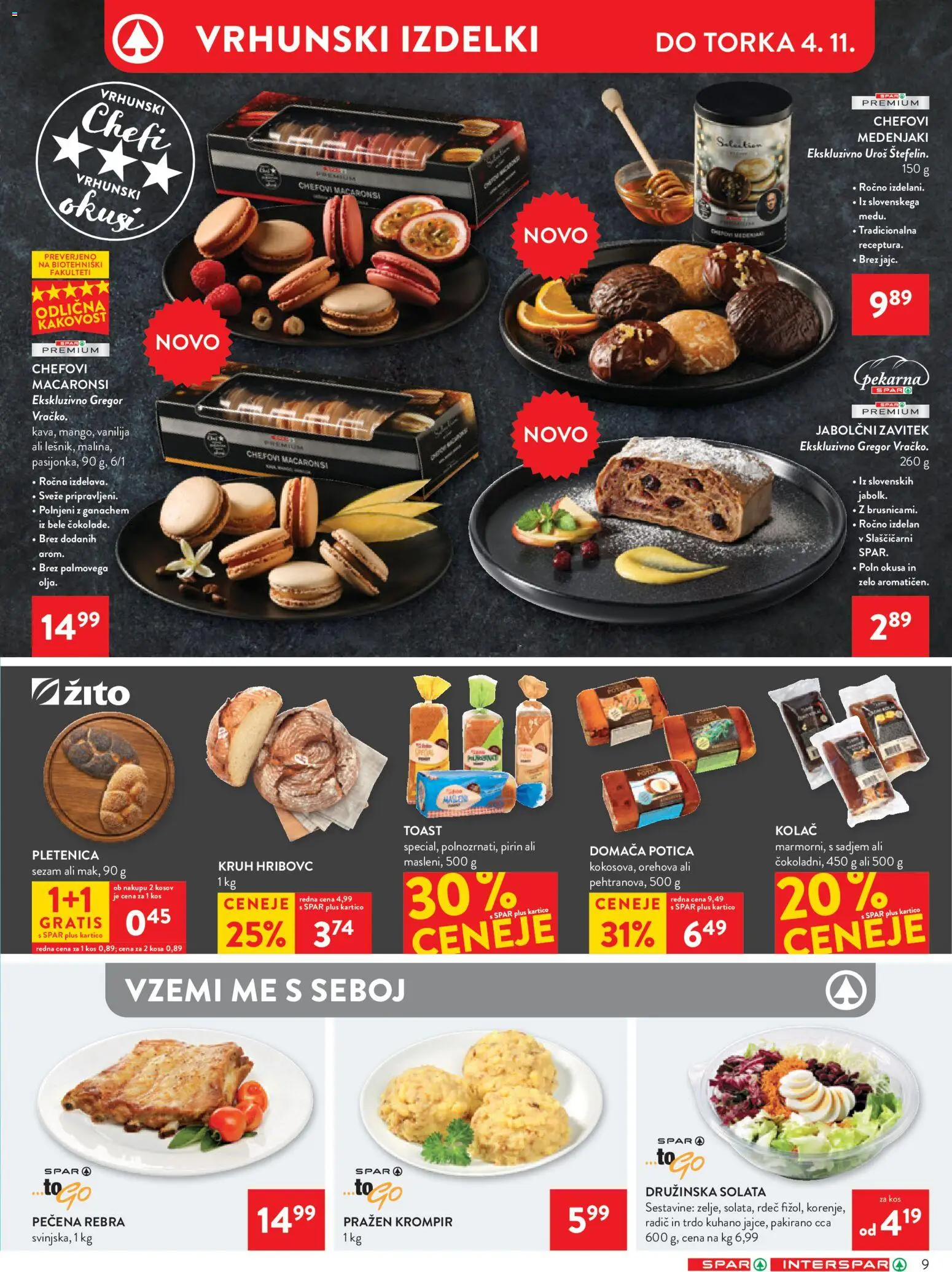 Novi Spar katalog ponudbe – veljaven od 29.10.2025 | Stran: 13 | Izdelki: Toast, Kos, Kruh, Solata
