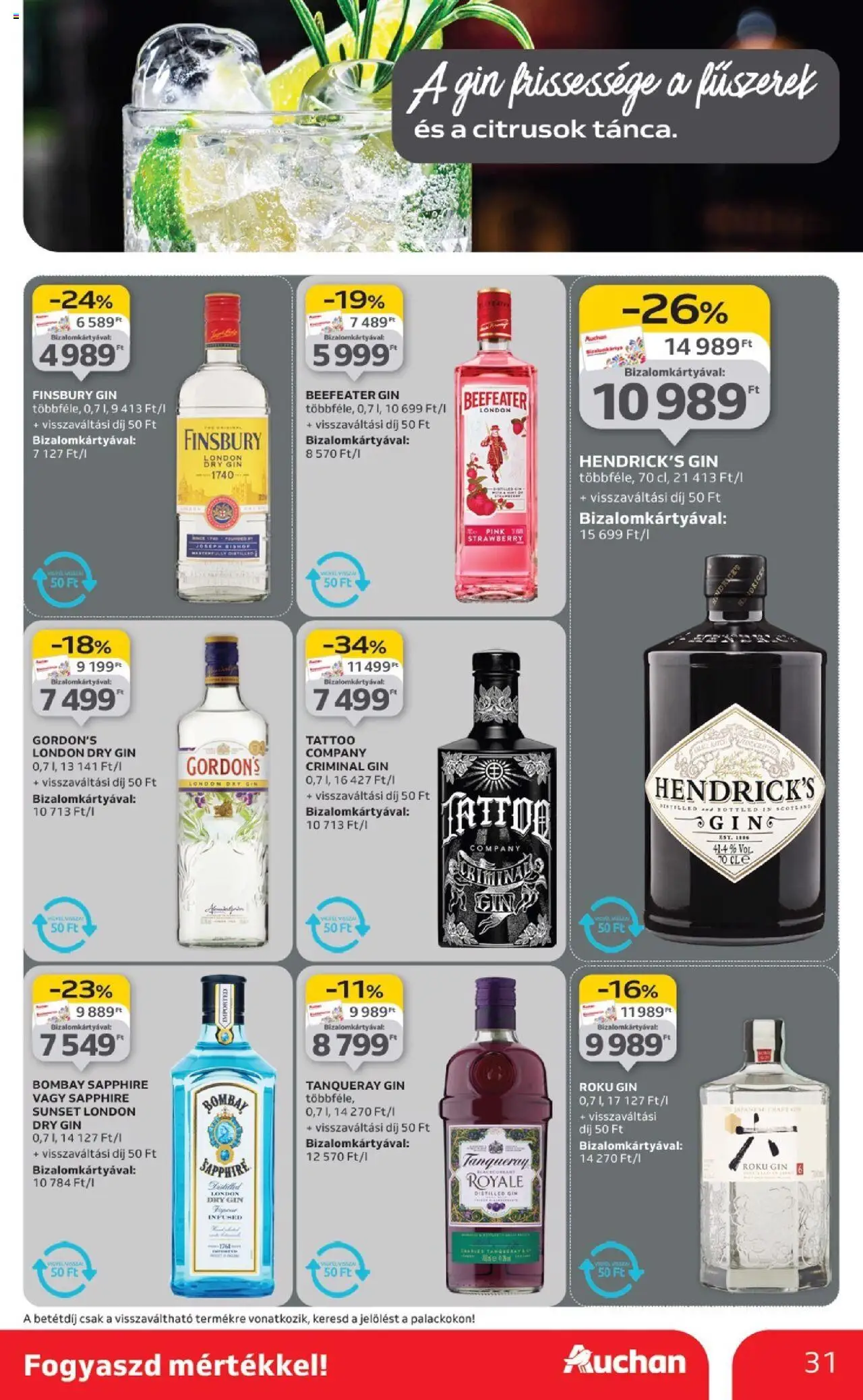 Auchan akciós ujság - amely érvényes a következő dátumtól: 02.10.2025 | Oldal: 31 | Termékek: Fűszerek, Gin, Só