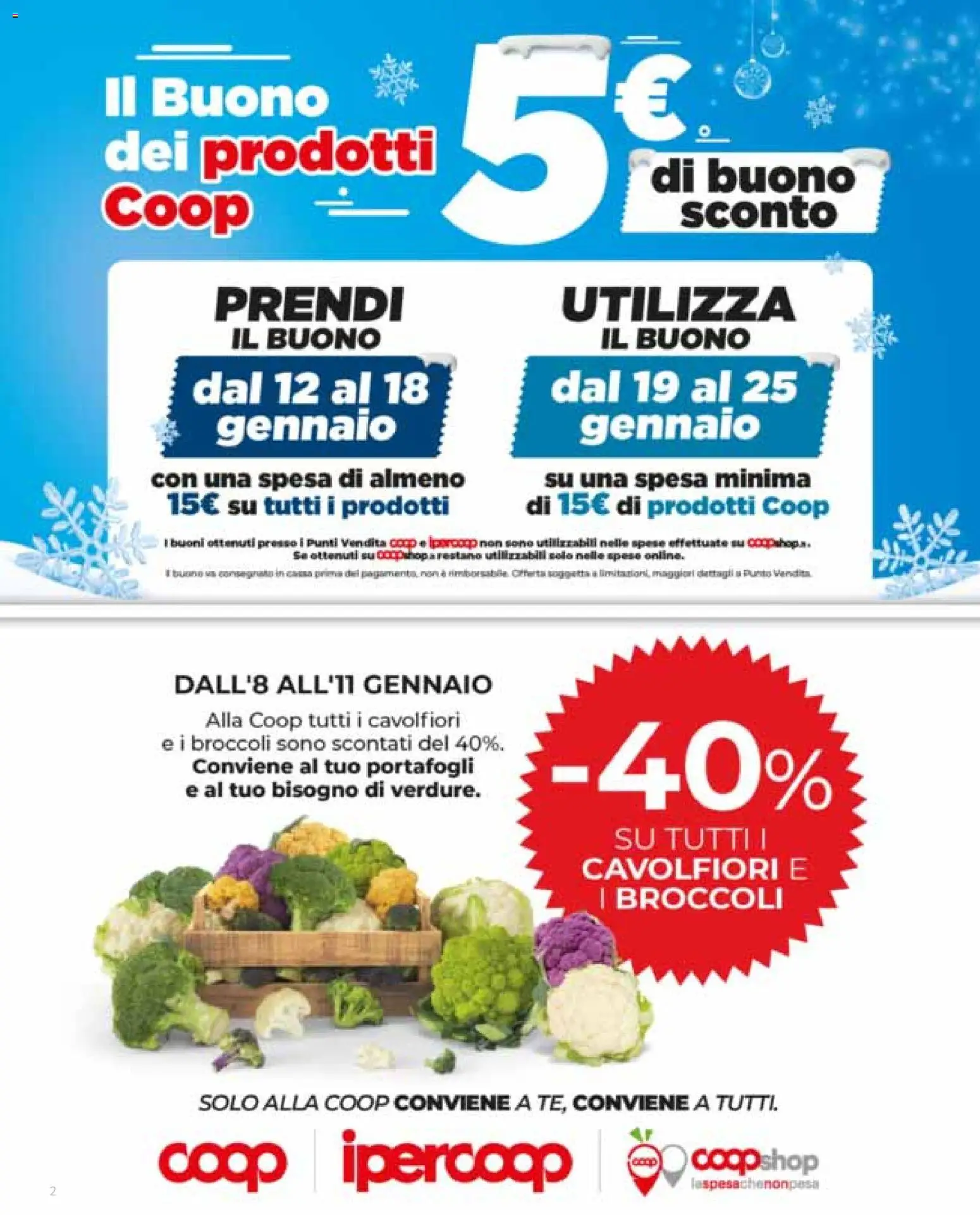 Volantino COOP del 08.01.2026 | Pagina: 2 | Prodotti: Broccoli