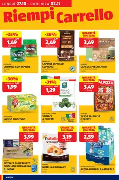 Anteprima del volantino NUTELLA CROISSANT, 4 pezzi 340 g valido a partire dal 27.10.2025 | Pagina: 14 | Prodotti: Spinaci, Carrello, Croissant, Acqua minerale