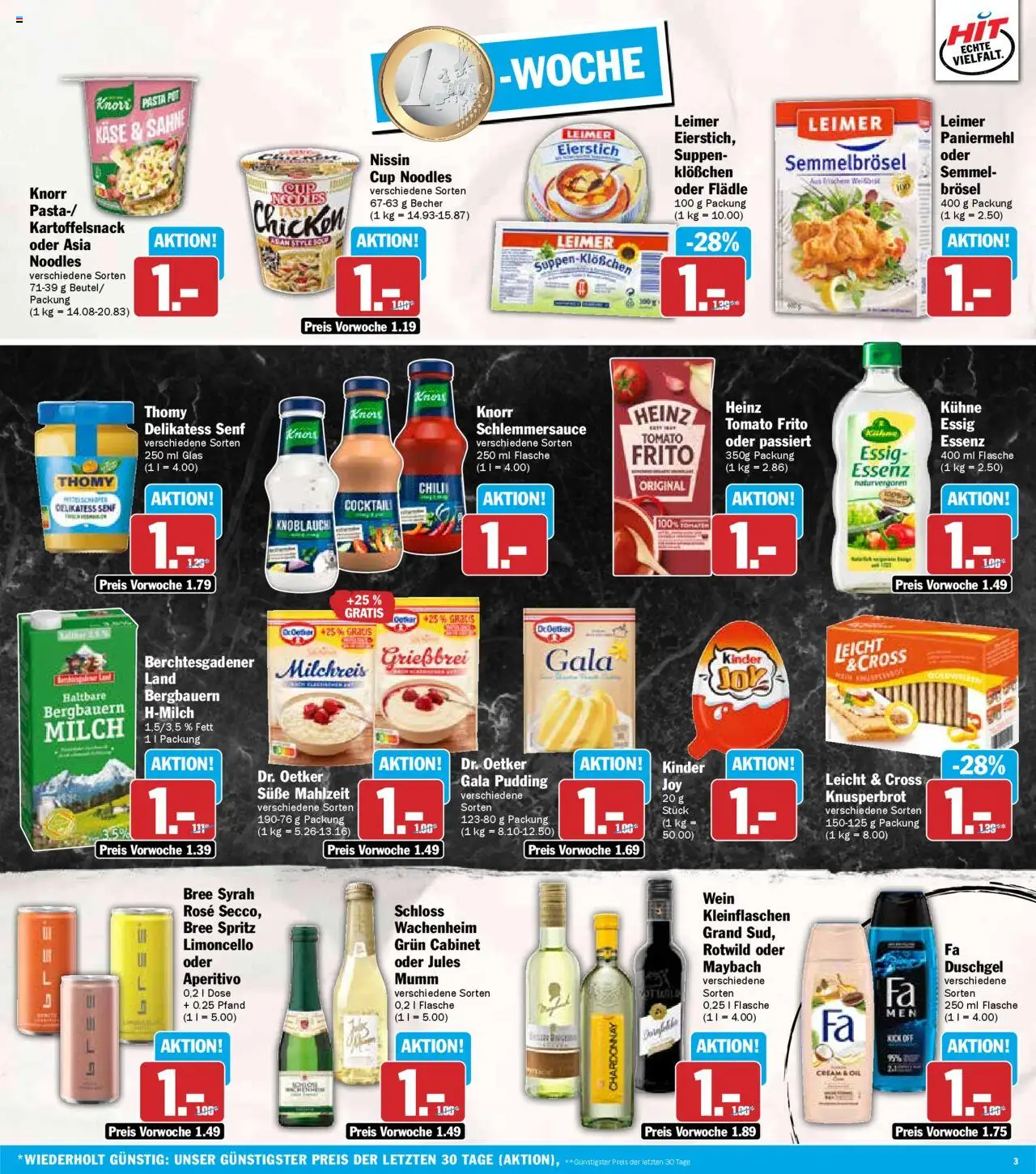 HIT - Baden-Württemberg – gültig ab 22.09.2025 | Seite: 3 | Produkte: Knorr, Pudding, Pasta, Wein