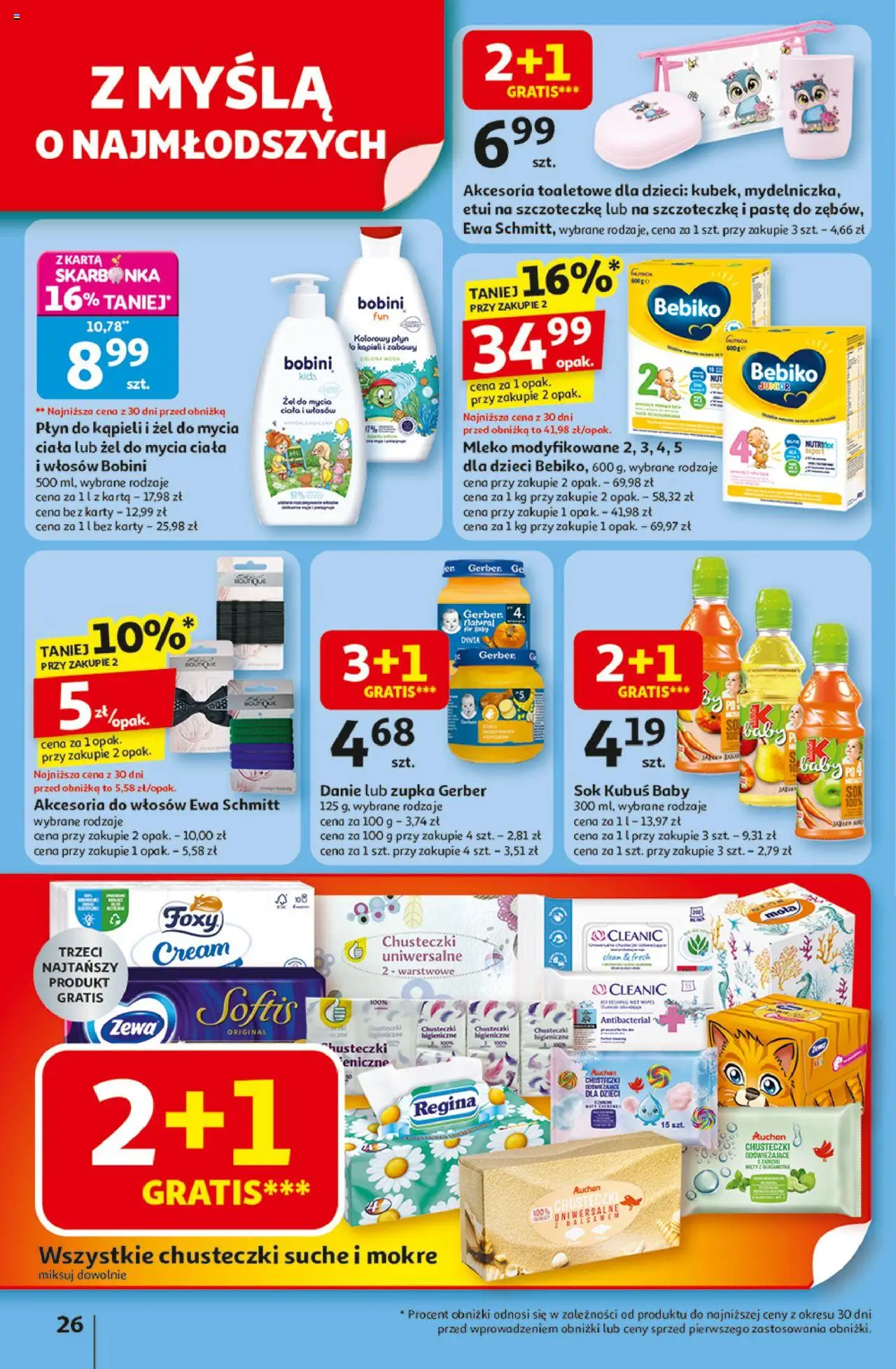 Auchan Gazetka - Odlotowe ceny na start szkoły Hipermarket od 28.08.2025 | Strona: 26 | Produkty: Dynia, Płyn do kąpieli, Mleko modyfikowane, Woda