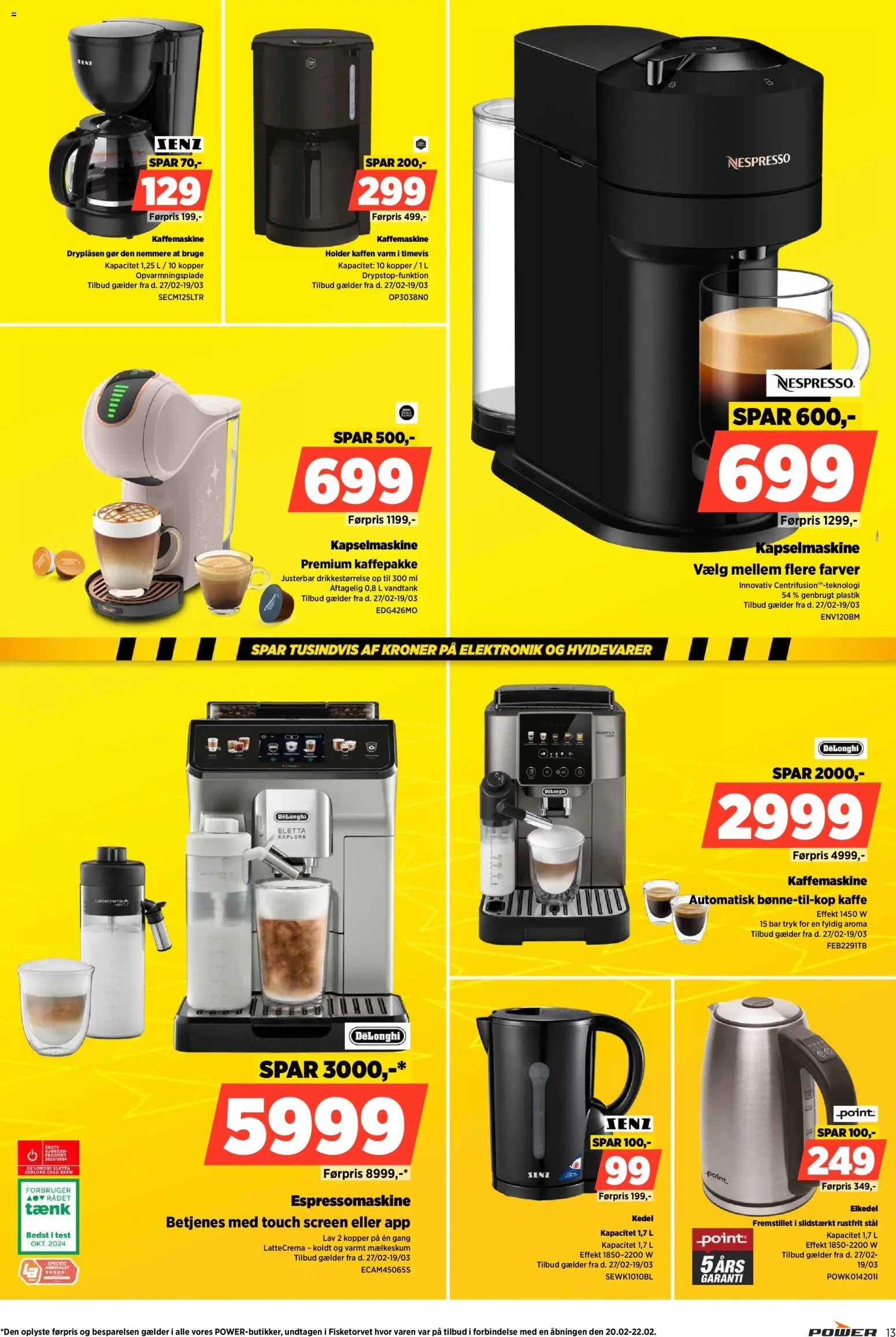 Power tilbudsavis – gyldig fra 27.02.2026 | Side: 13 | Produkter: Kaffe, Kaffemaskine, Kedel