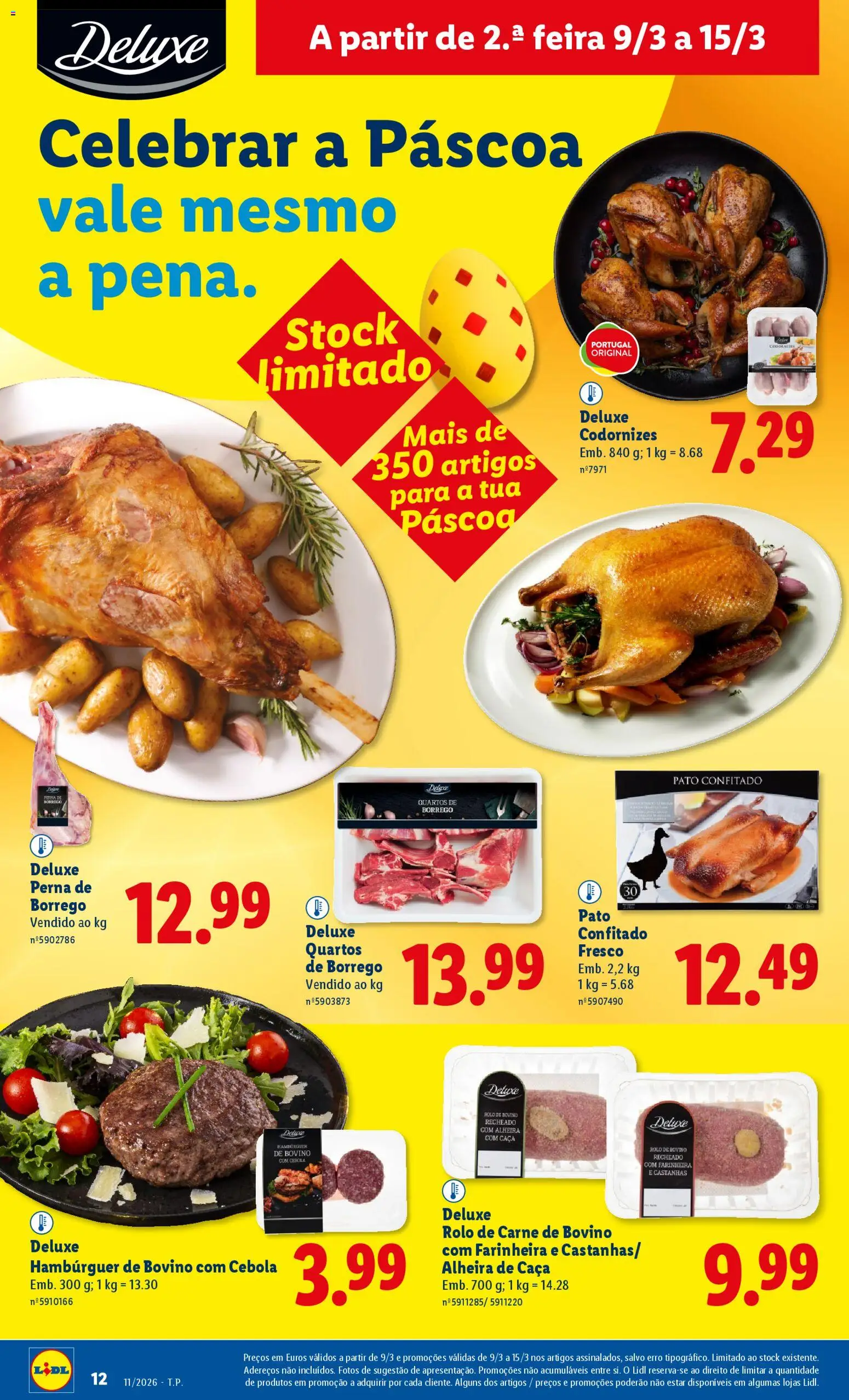 Lidl folheto │ válido de 09.03.2026 | Página: 12 | Produtos: Hambúrguer, Castanhas, Carne, Alheira