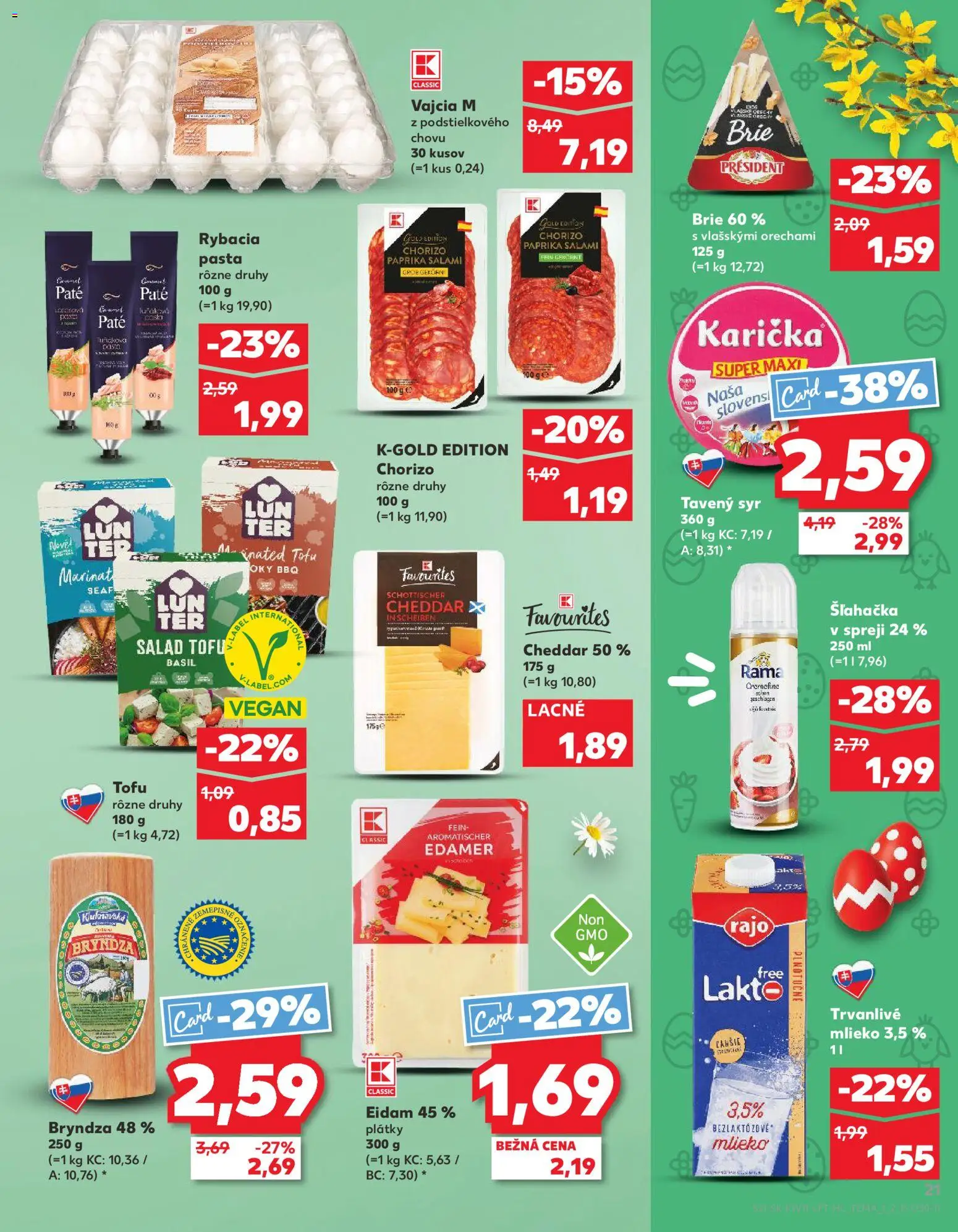 Nové Kaufland akcie – leták je platný od 12.03.2026 | Strana: 21 | Produkty: Eidam, Bryndza, Trvanlivé mlieko, Šľahačka