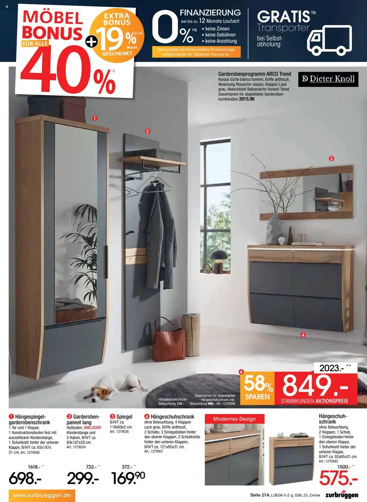 Zurbrüggen Prospekt Bonus Sonder-Tage - gültig ab dem 02.08.2025 | Seite: 25 | Produkte: Schrank, Spiegel, Tür, Garderobenschrank