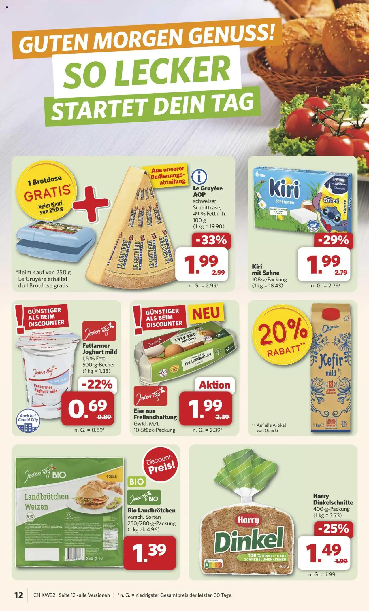 Combi Prospekt 	 - gültig ab dem 03.08.2025 | Seite: 14 | Produkte: Kefir, Joghurt, Eier, Sahne
