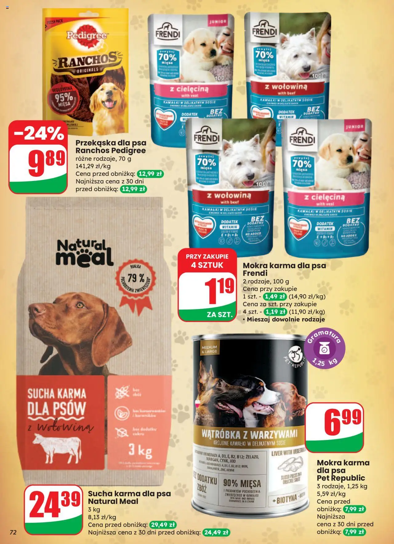 Dino Gazetka od 13.08.2025 | Strona: 72 | Produkty: Wątróbka, Karma dla psa, Sucha karma dla psa, Karma dla psów