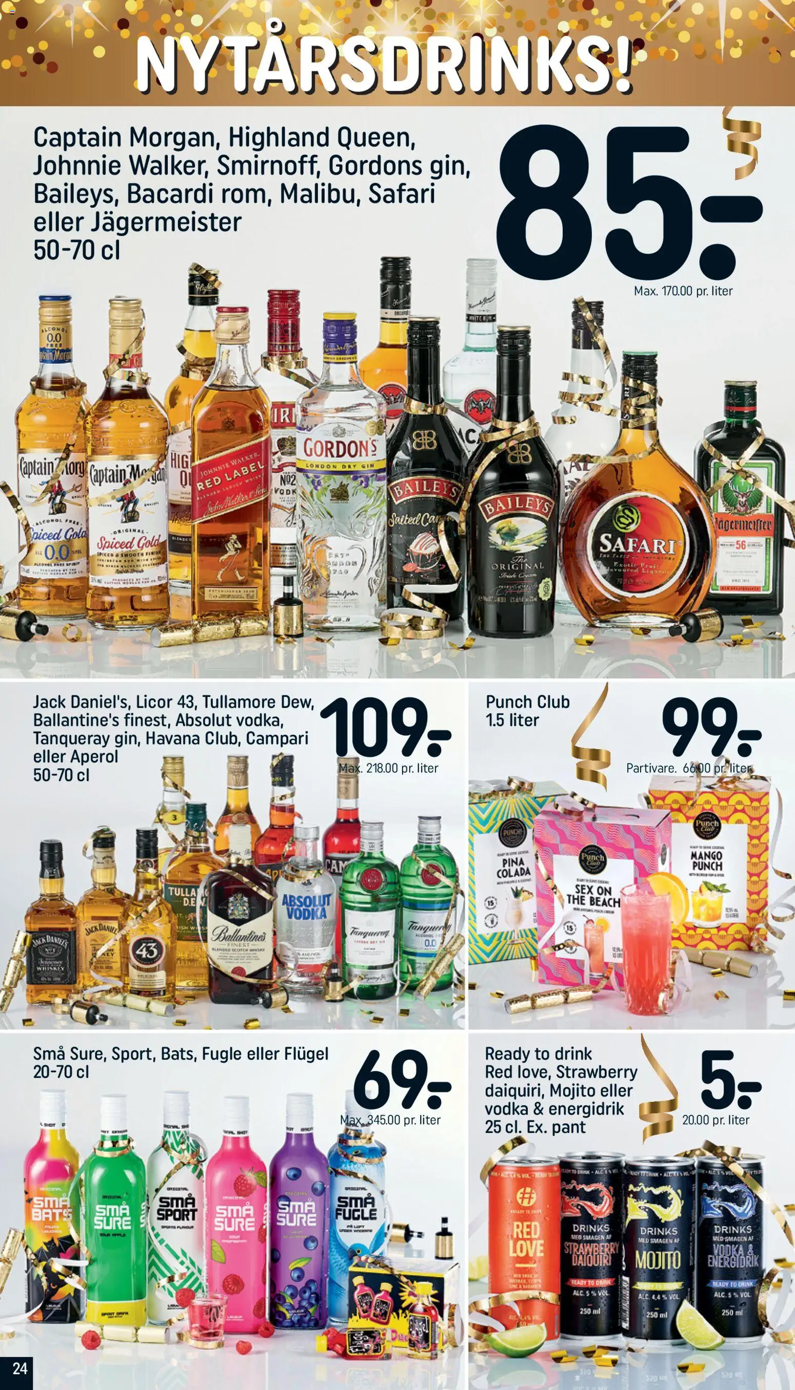 Rema 1000 tilbudsavis – gyldig fra 27.12.2025 | Side: 24 | Produkter: Amendoins, Gin, Vodka, Cola