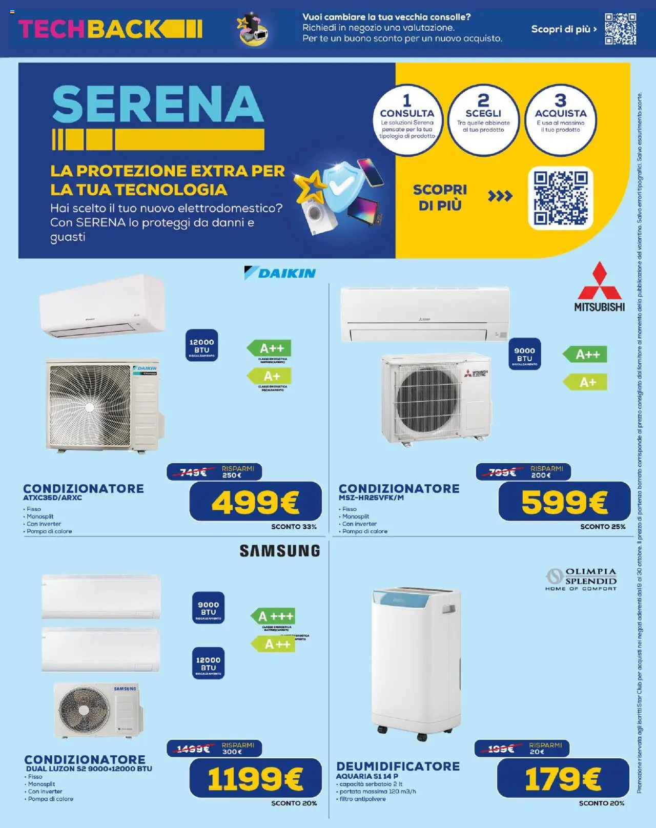 Volantino Euronics del 09.10.2025 | Pagina: 23 | Prodotti: Deumidificatore, Tè, Condizionatore, Samsung