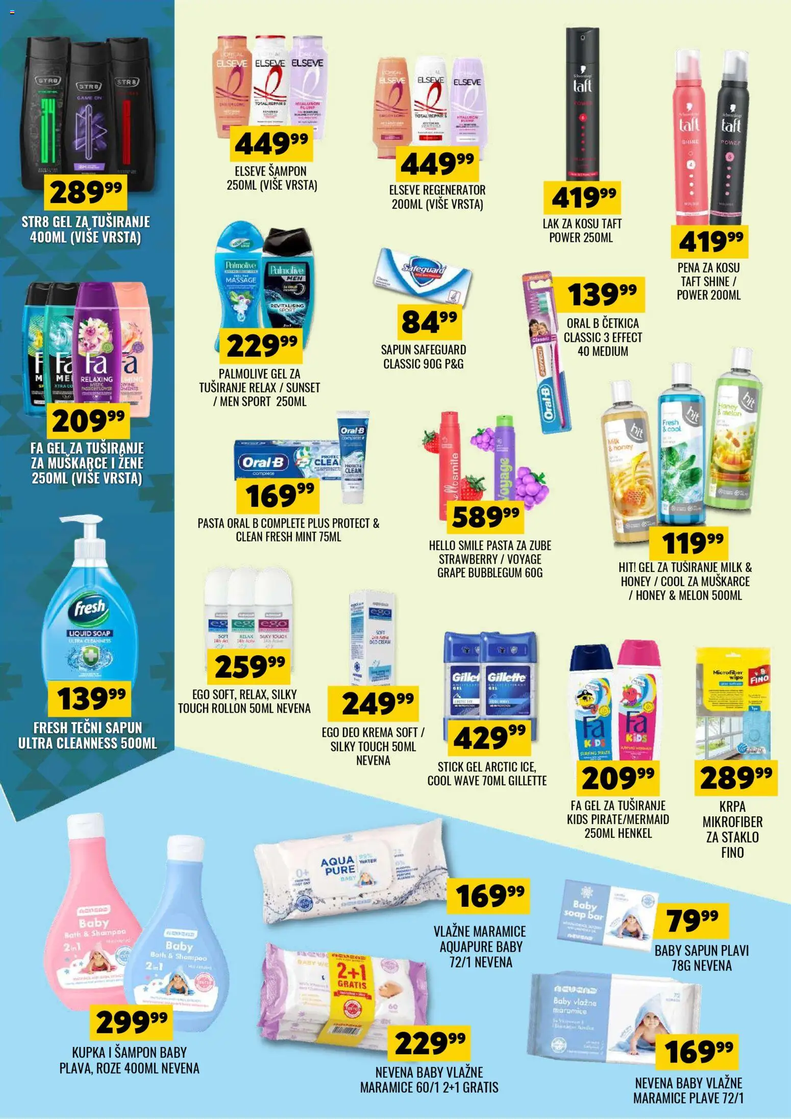 Tekijanka katalog - važi od 08.04.2026 | Strana: 14 | Proizvode: Gillette, Palmolive, Vlažne maramice, Pasta za zube