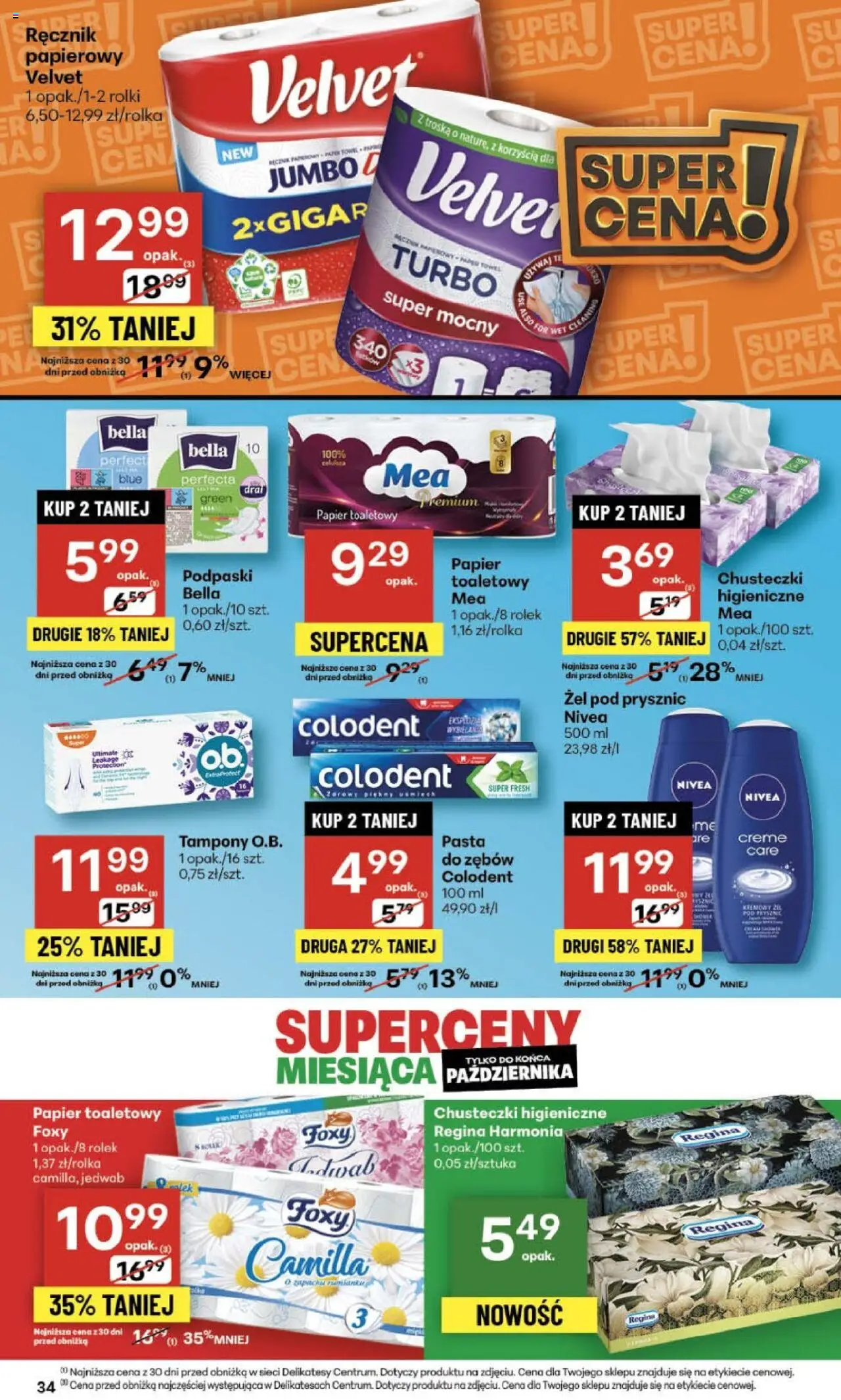Delikatesy Centrum Gazetka - Sklepy Własne od 23.10.2025 | Strona: 34 | Produkty: Rolki, Chusteczki higieniczne, Delikatesy, Podpaski