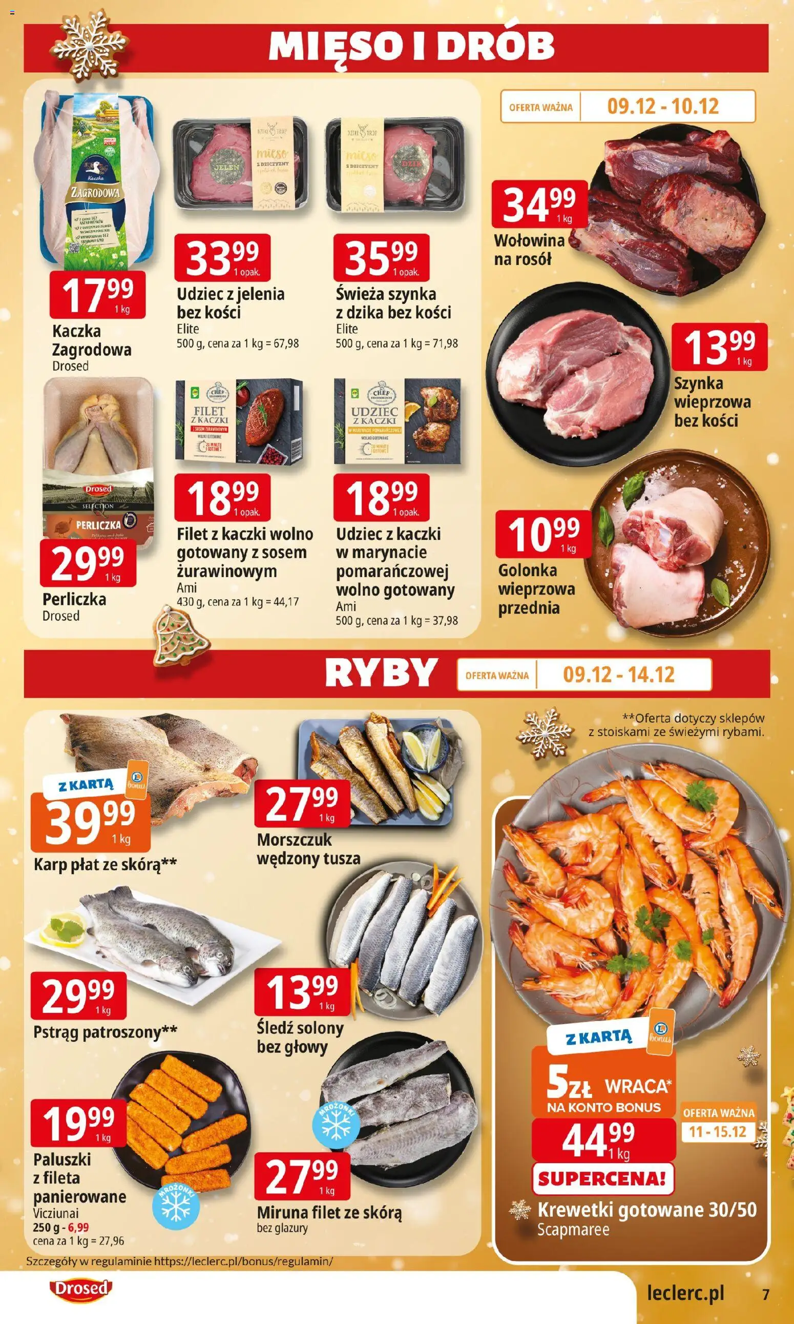 E.Leclerc Gazetka - Warszawa Bielany od 09.12.2025 | Strona: 7 | Produkty: Karta, Kaczka, Filet z kaczki, Karp