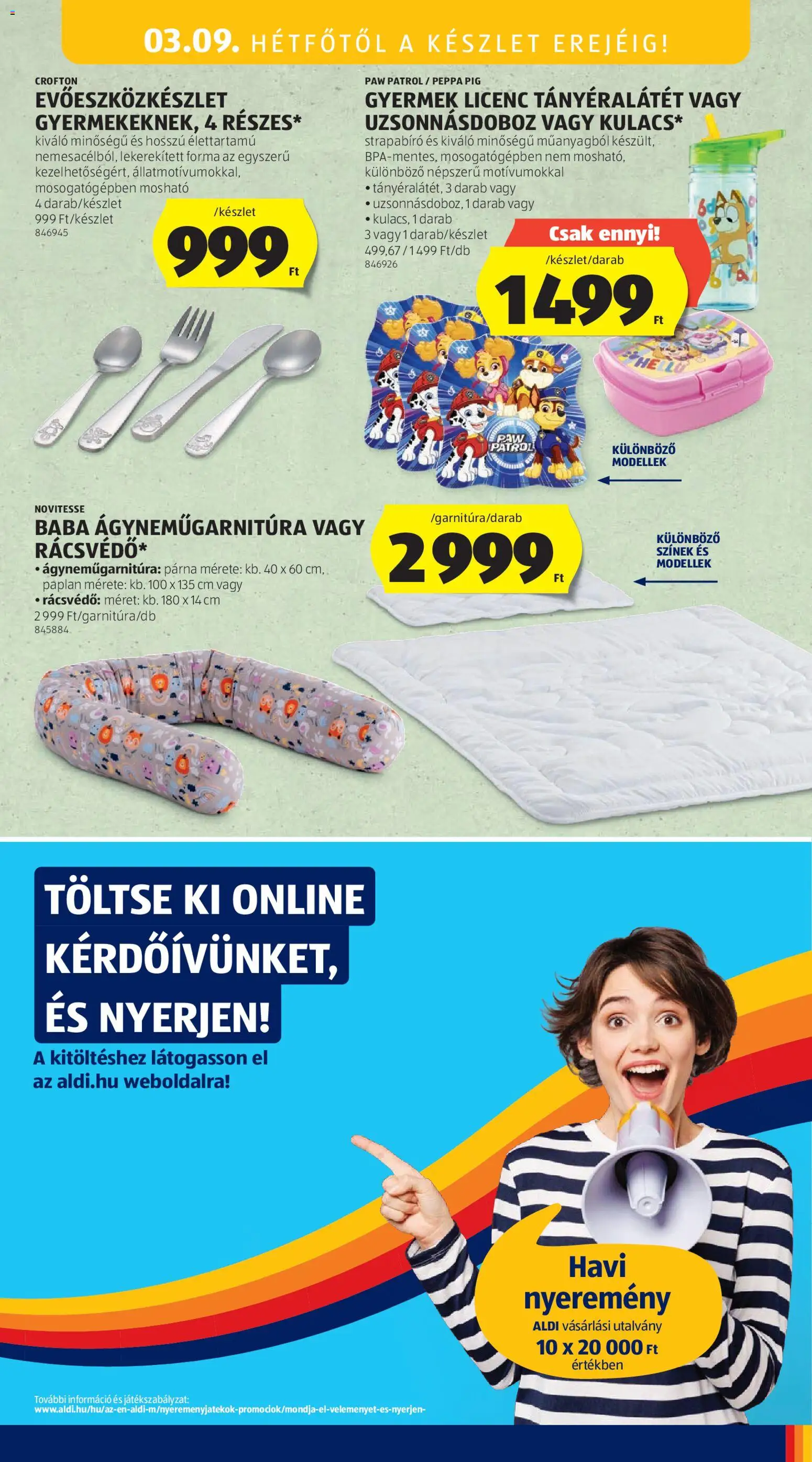 Aldi akciós ujság - amely érvényes a következő dátumtól: 05.03.2026 | Oldal: 21 | Termékek: Tányéralátét, Paplan, Párna