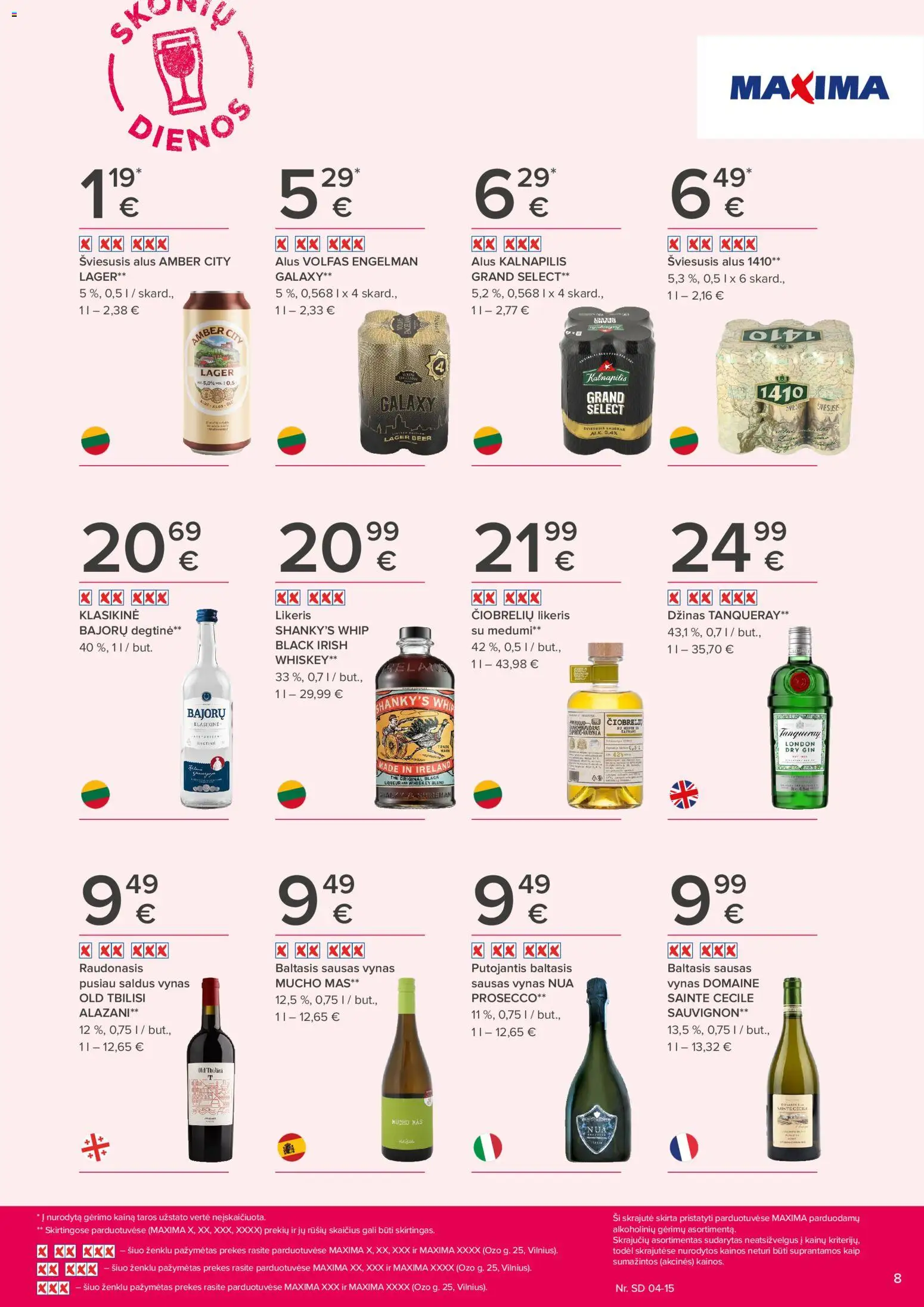 MAXIMA akcijos nuo 02.04.2026 | Puslapis: 8 | Prekių: Degtinė, Vynas, Alus, Džinas