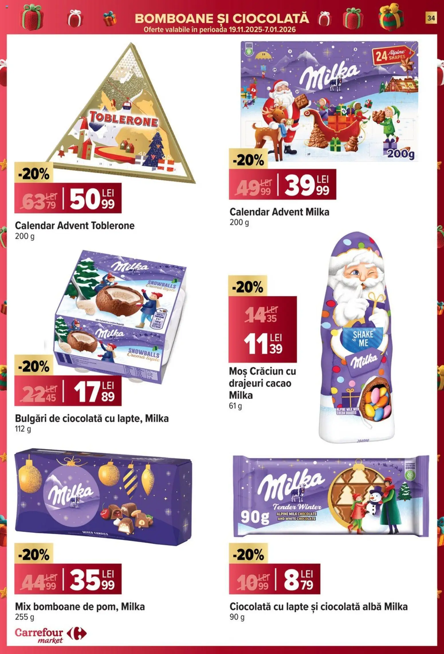 Noul catalog Carrefour – valabil de la 26.11.2025 | Pagină: 34 | Produse: Cremă, Bomboane, Cacao, Shake