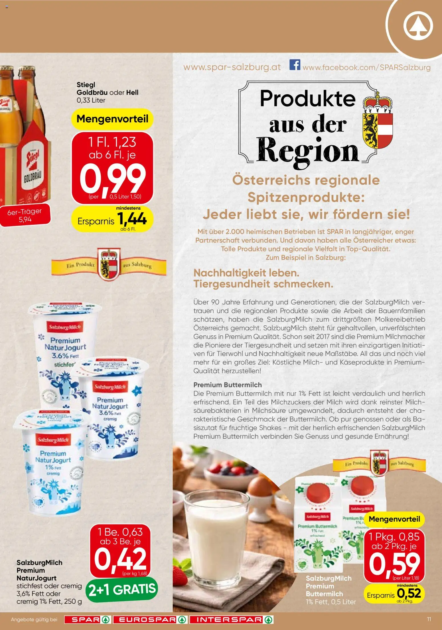 Spar Flugblatt - Steiermark gültig ab 09.04.2026 | Seite: 11 | Produkte: Milch