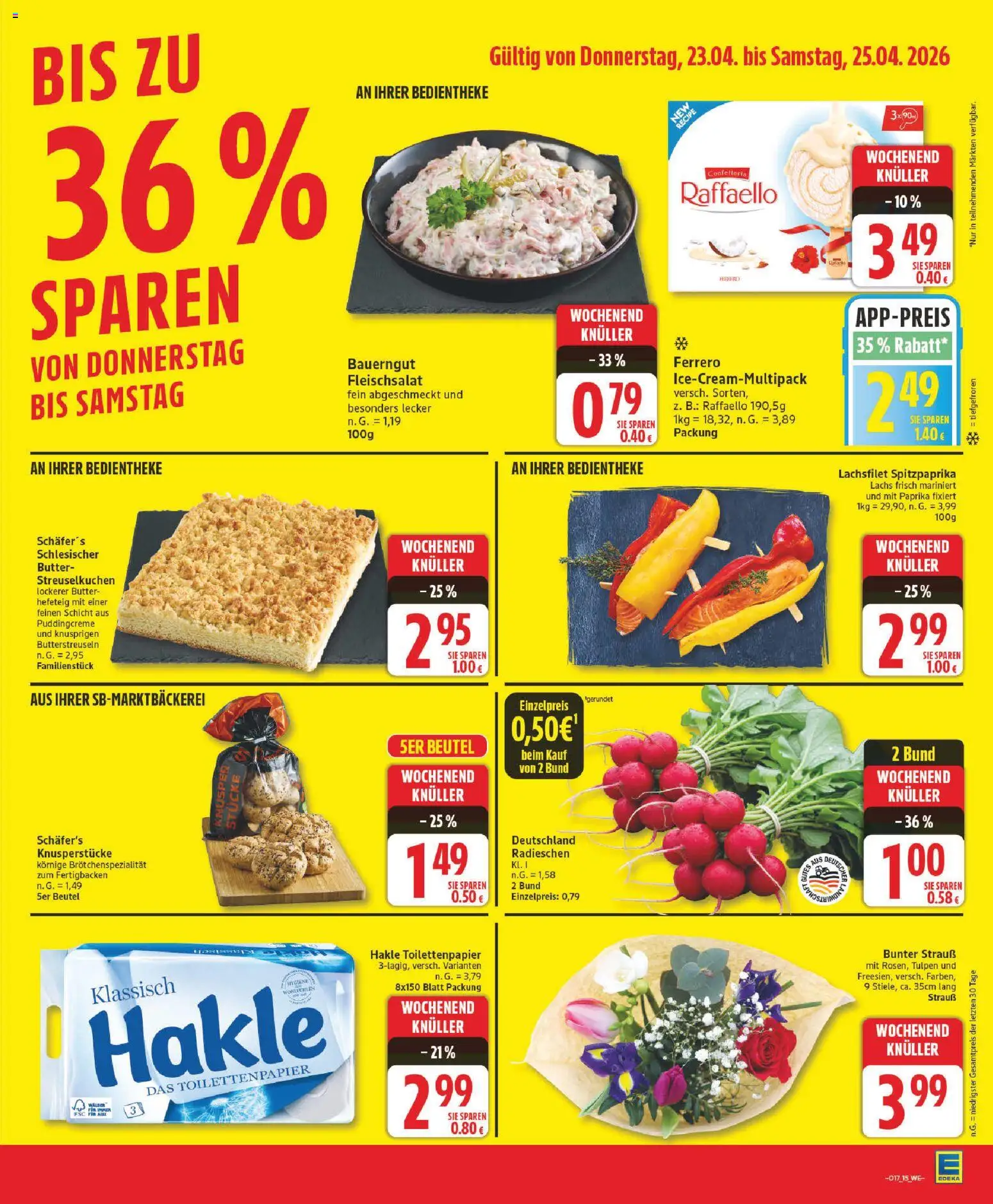 Edeka Prospekt 	 – gültig ab 20.04.2026 | Seite: 15 | Produkte: Lachs, Paprika, Bauerngut, Toilettenpapier