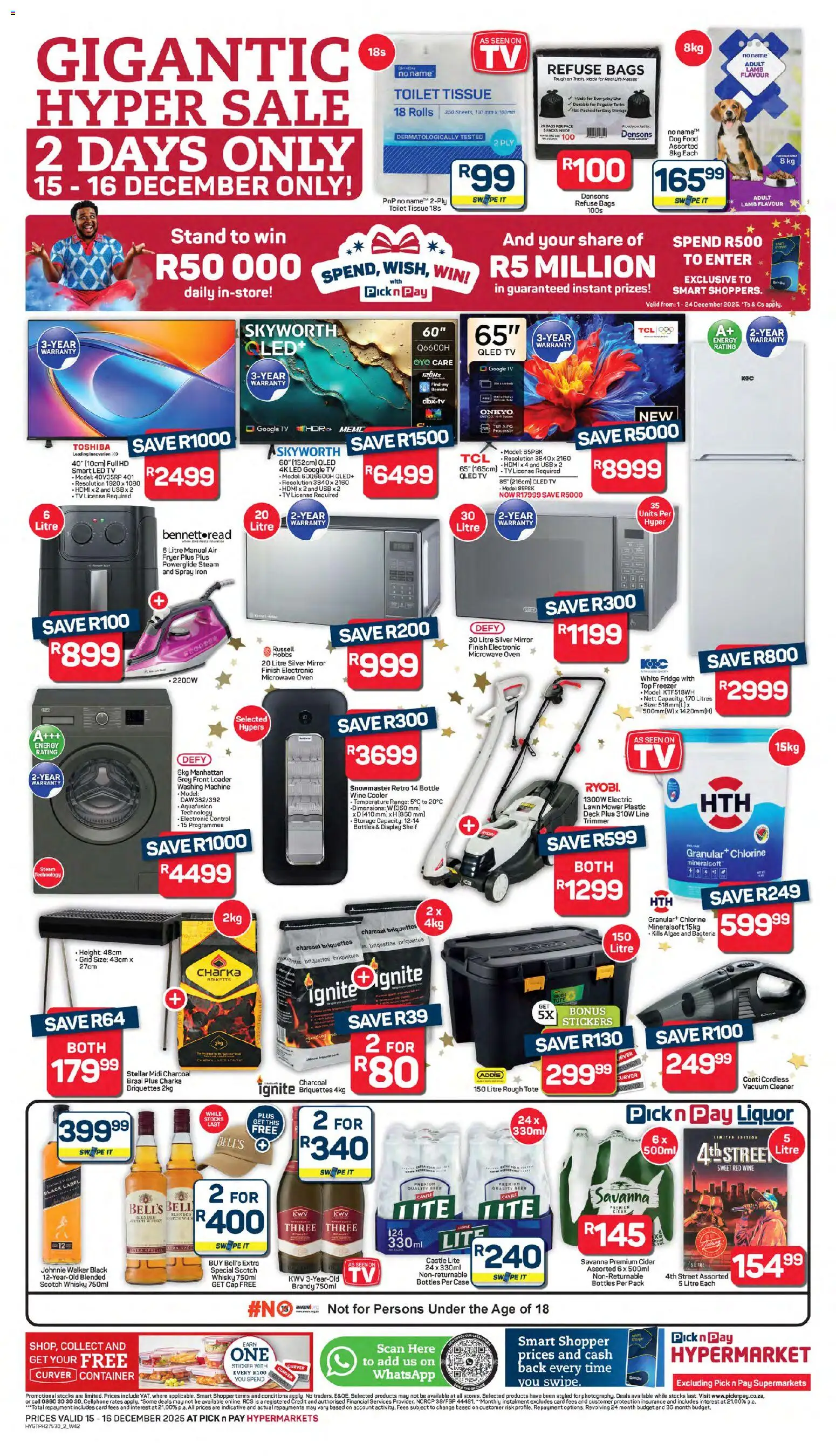New Pick n Pay catalogue – valid from 15.12.2025 | Page: 2 | Products: Oven, Vacuum cleaner, Brandy, Mirror
