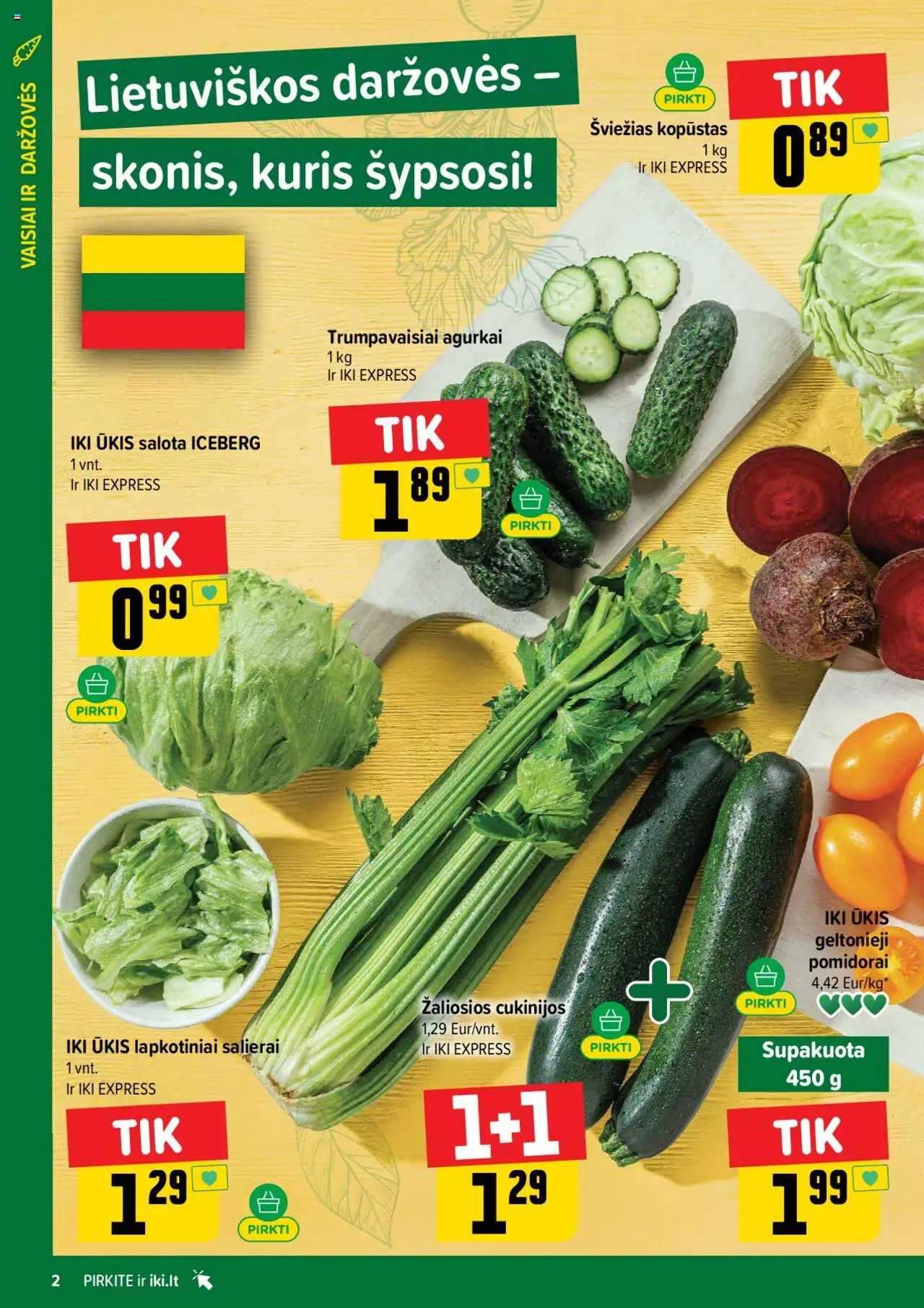IKI leidinys│galioja nuo 14.07.2025 | Puslapis: 2 | Prekių: Agurkai, Salota, Pomidorai