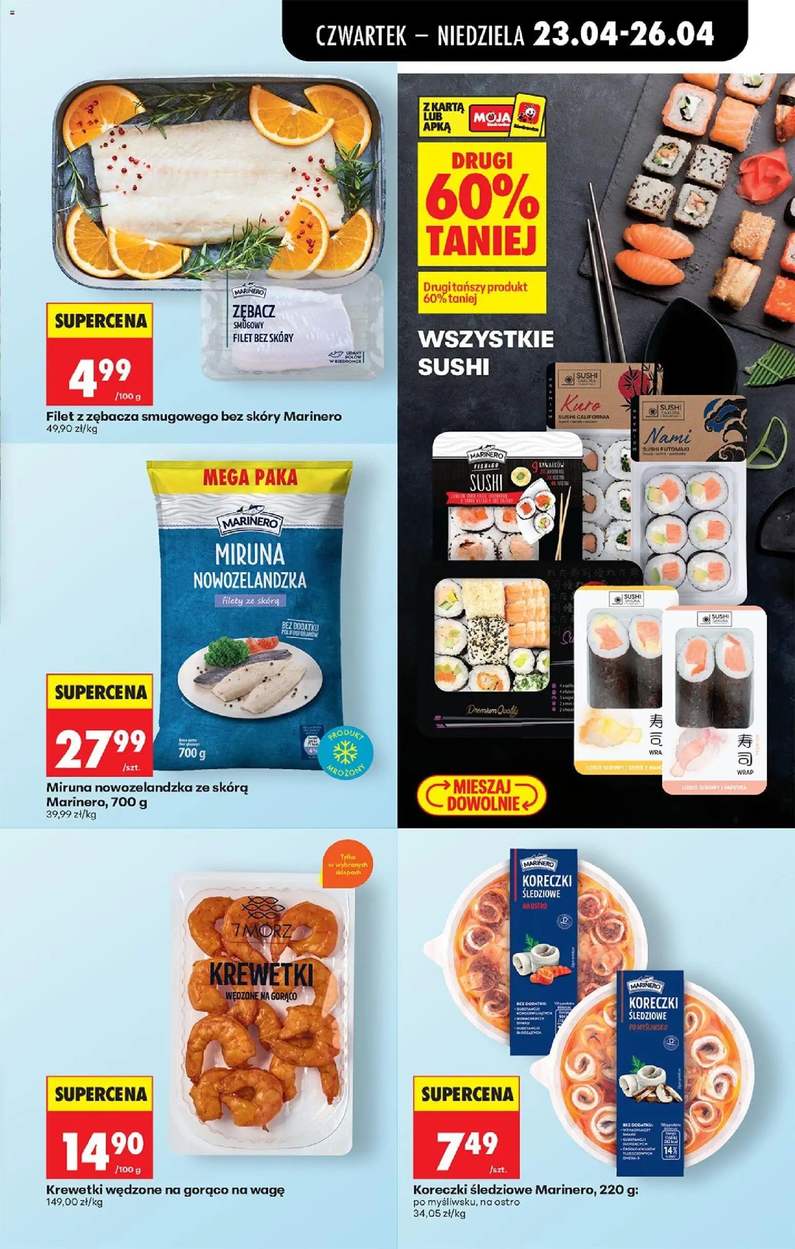 Biedronka gazetka od czwartku od 23.04.2026 | Strona: 59 | Produkty: Karta, Łosoś surowy, Łosoś, Sushi