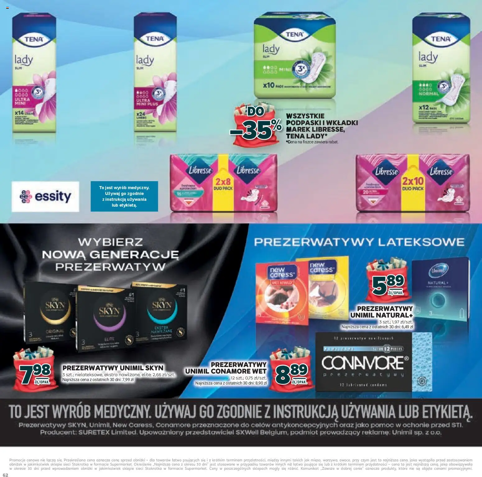 Stokrotka Gazetka - Mikołajki od 20.11.2025 | Strona: 62 | Produkty: Prezerwatywy, Stokrotka, Podpaski