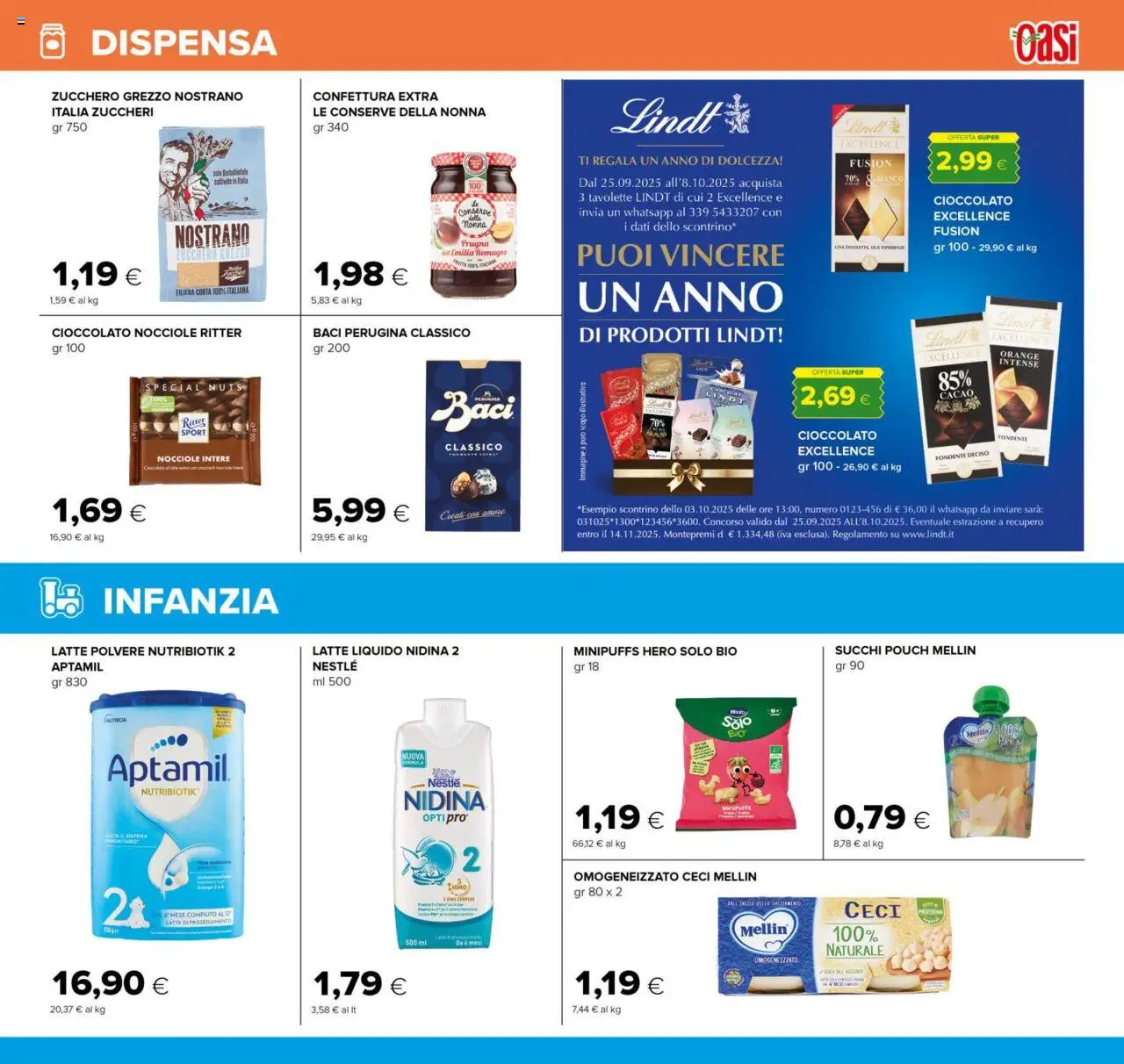 Volantino Oasi del 25.09.2025 | Pagina: 15 | Prodotti: Zucchero, Latte, Nocciole, Cacao