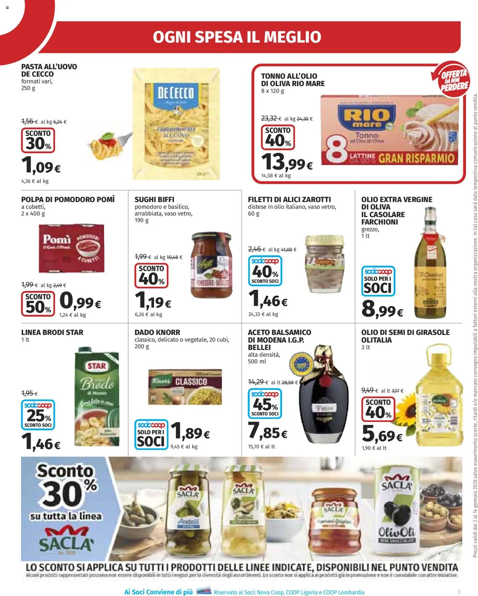 Volantino Ipercoop del 02.01.2026 | Pagina: 9 | Prodotti: Pomodoro, Tonno, Olio di semi di girasole, Vaso