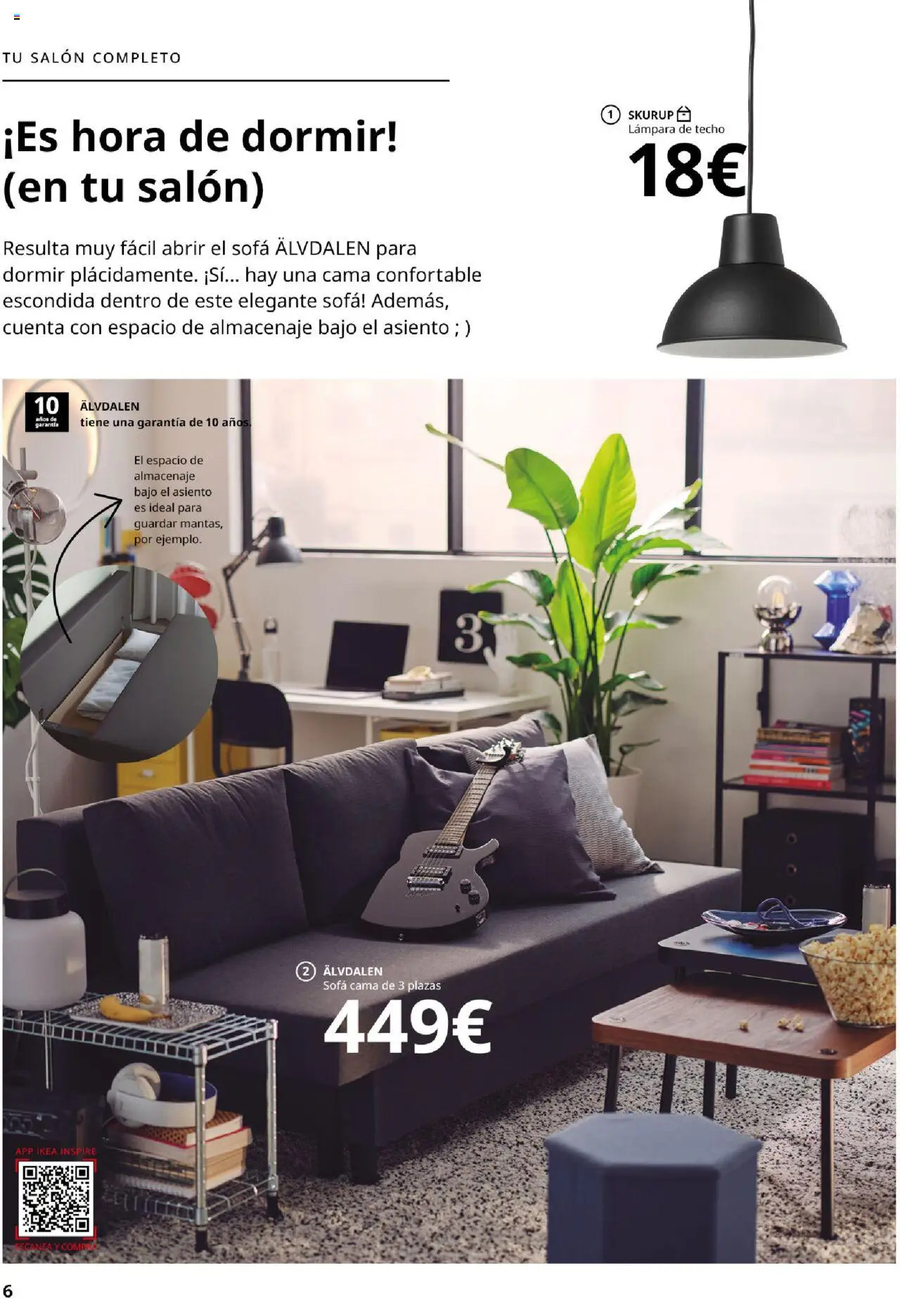 Catálogo IKEA Salones │ válido desde el 17.02.2025 | Página: 6 | Productos: Lámpara de techo, Sofá cama, Almacenaje, Lámpara