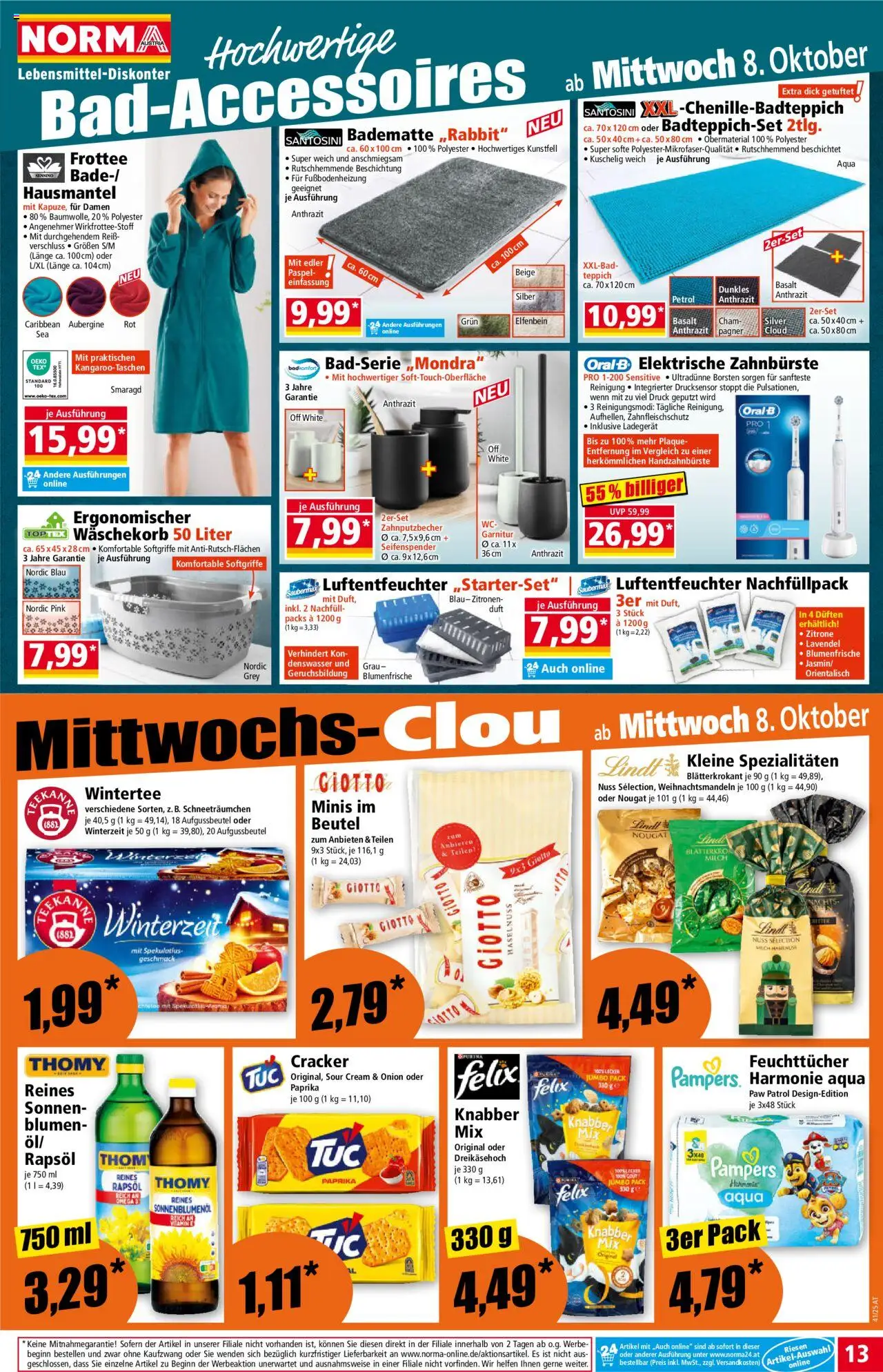 Norma Flugblatt gültig ab 06.10.2025 | Seite: 13 | Produkte: Aubergine, Elektrische zahnbürste, Bad, Zahnbürste
