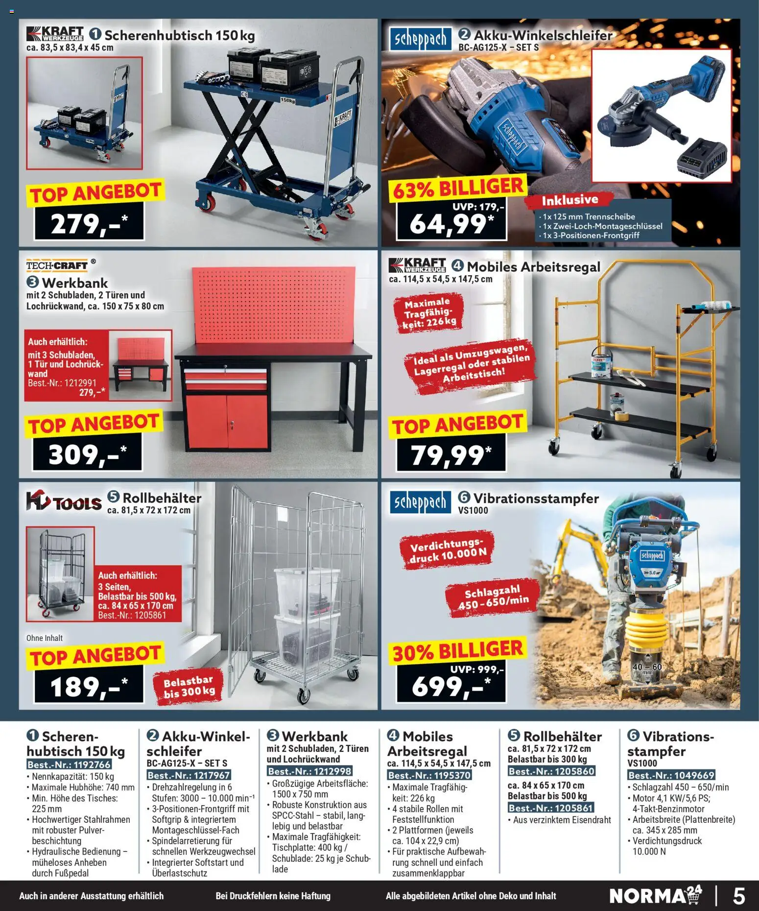 Norma Bestellmagazin Februar 2026 – gültig ab 01.02.2026 | Seite: 5 | Produkte: Top, Arbeitstisch, Tür