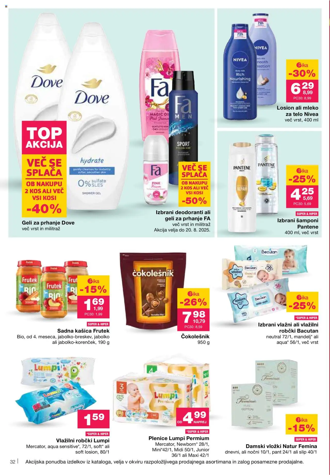 Mercator katalog │ velja od 07.08.2025 | Stran: 36 | Izdelki: Vložki, Robčki, Kos, Čokolešnik