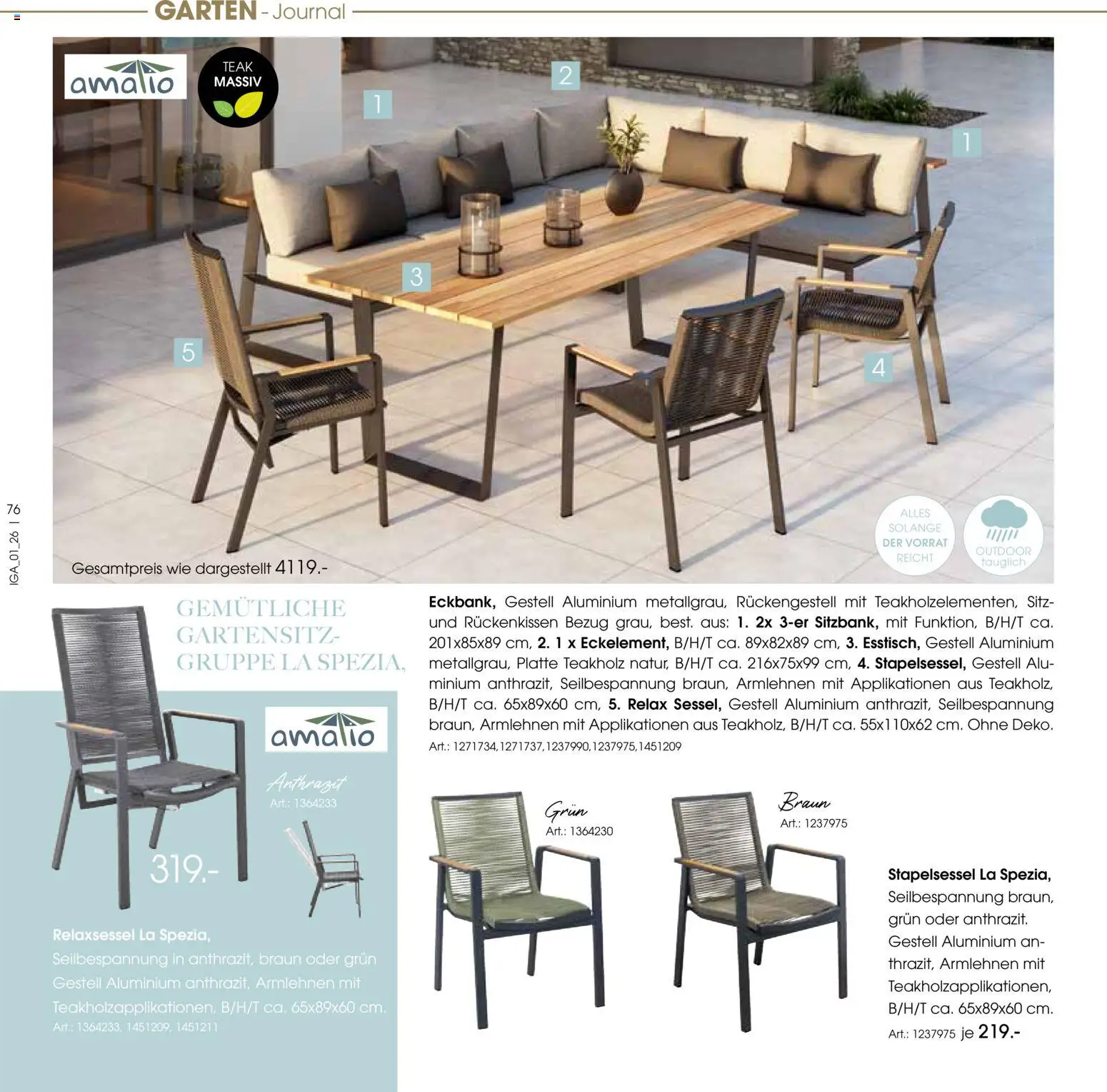 Zurbrüggen Sommer 2026 – gültig ab 19.03.2026 | Seite: 76 | Produkte: Relaxsessel