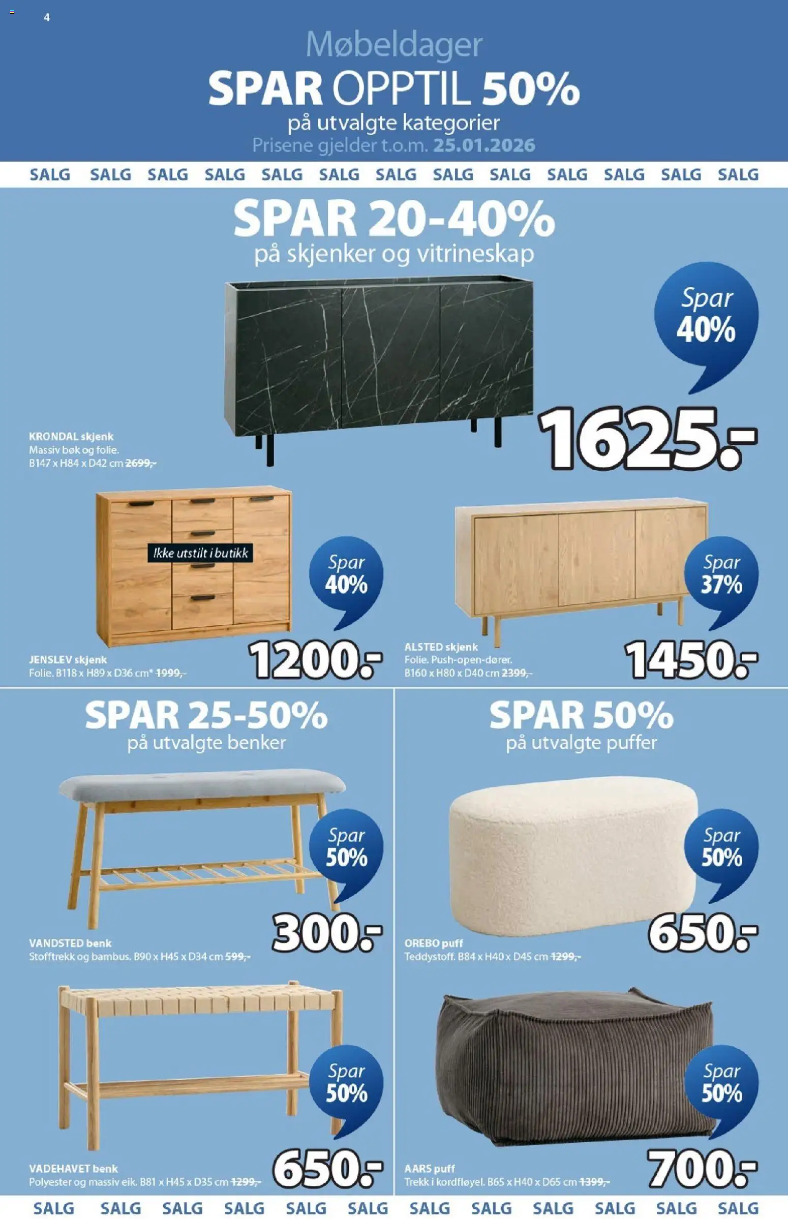 {H1} | Side: 4 | Produkter: Puff, Benk, Vitrineskap